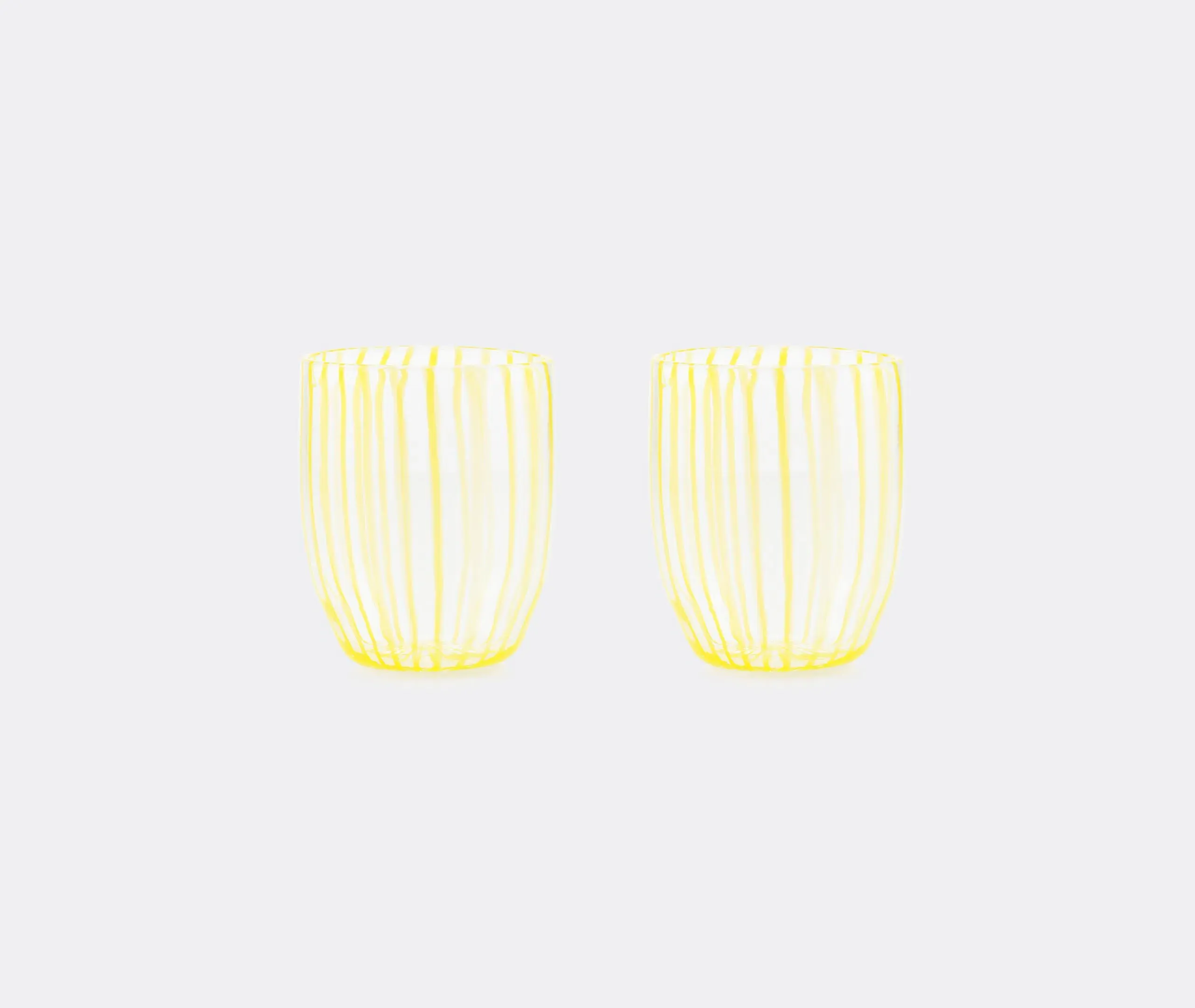 Set of 2 Striped Tumblers - Light Yellow, Glass