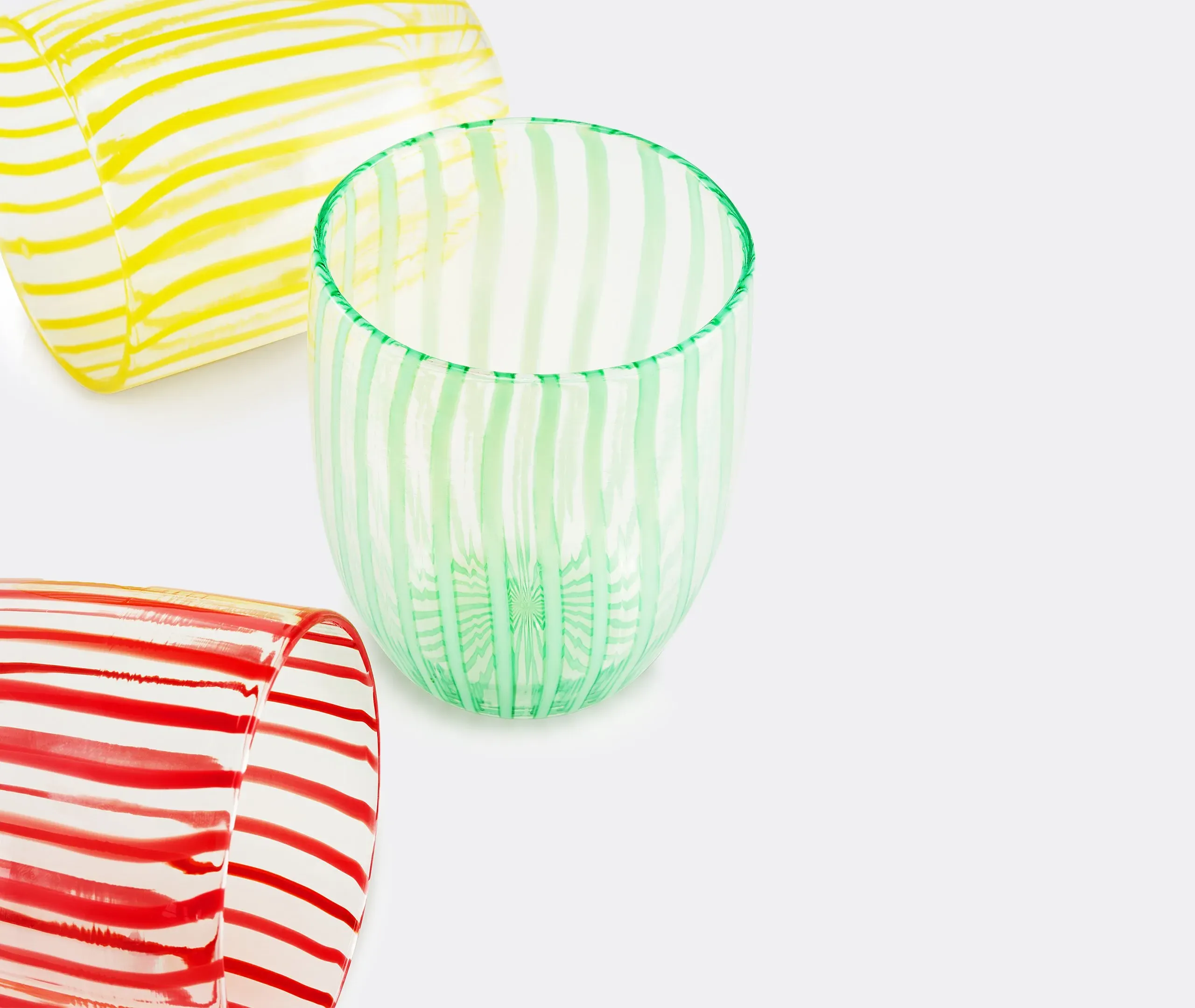 Set of 2 Striped Tumblers - Red, Glass