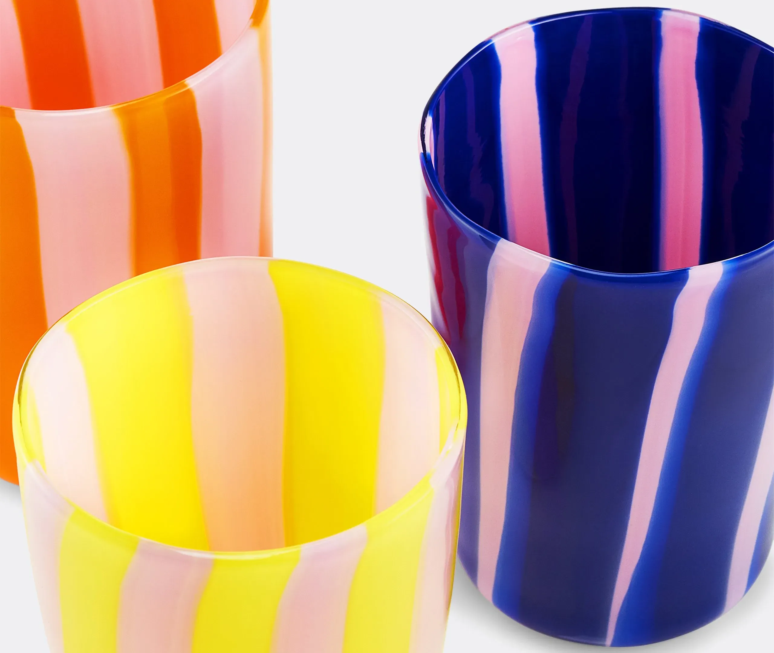 Striped Tumbler Set of 2 - Orange Pink, Glass