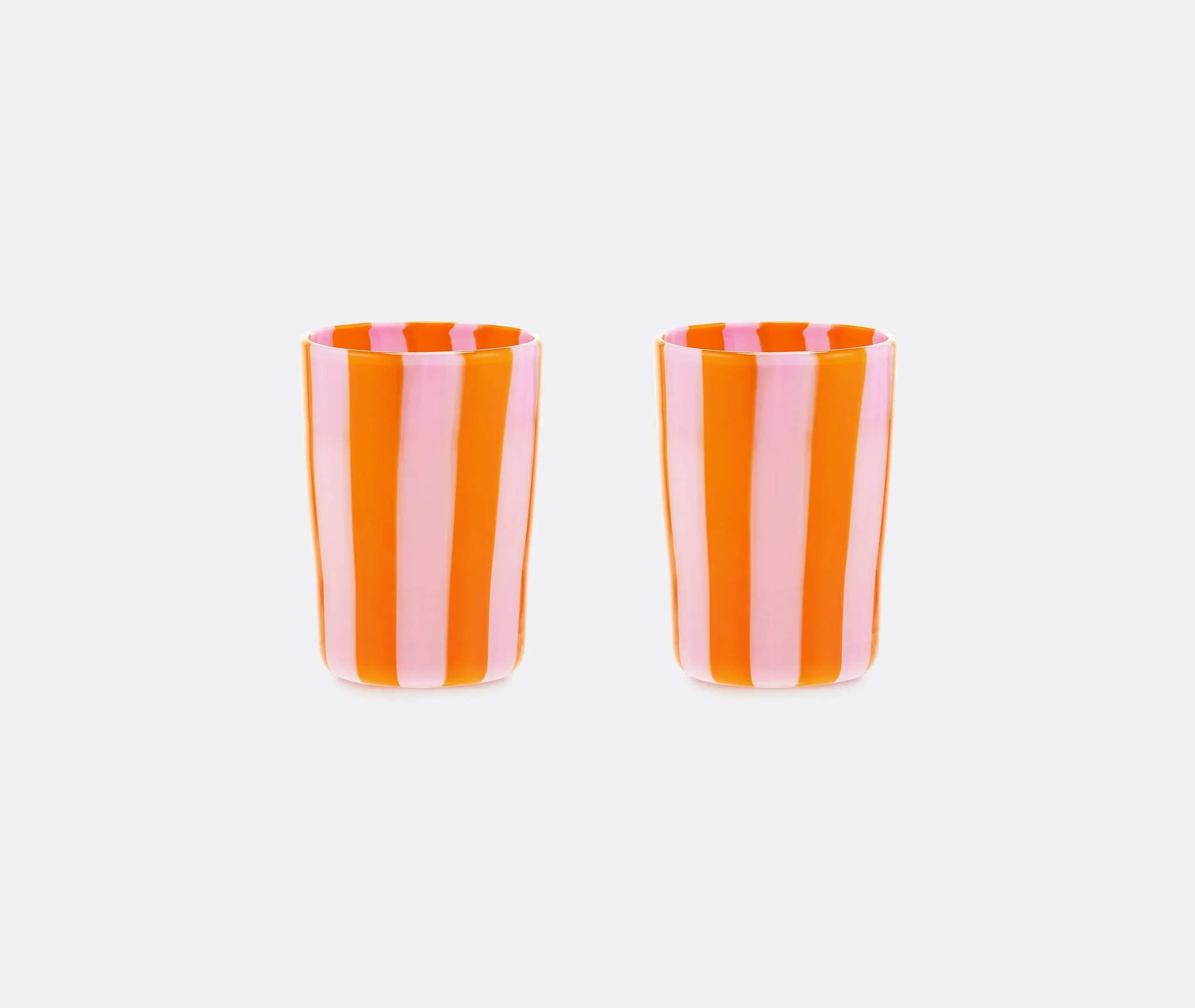 Striped Tumbler Set of 2 - Orange Pink, Glass image