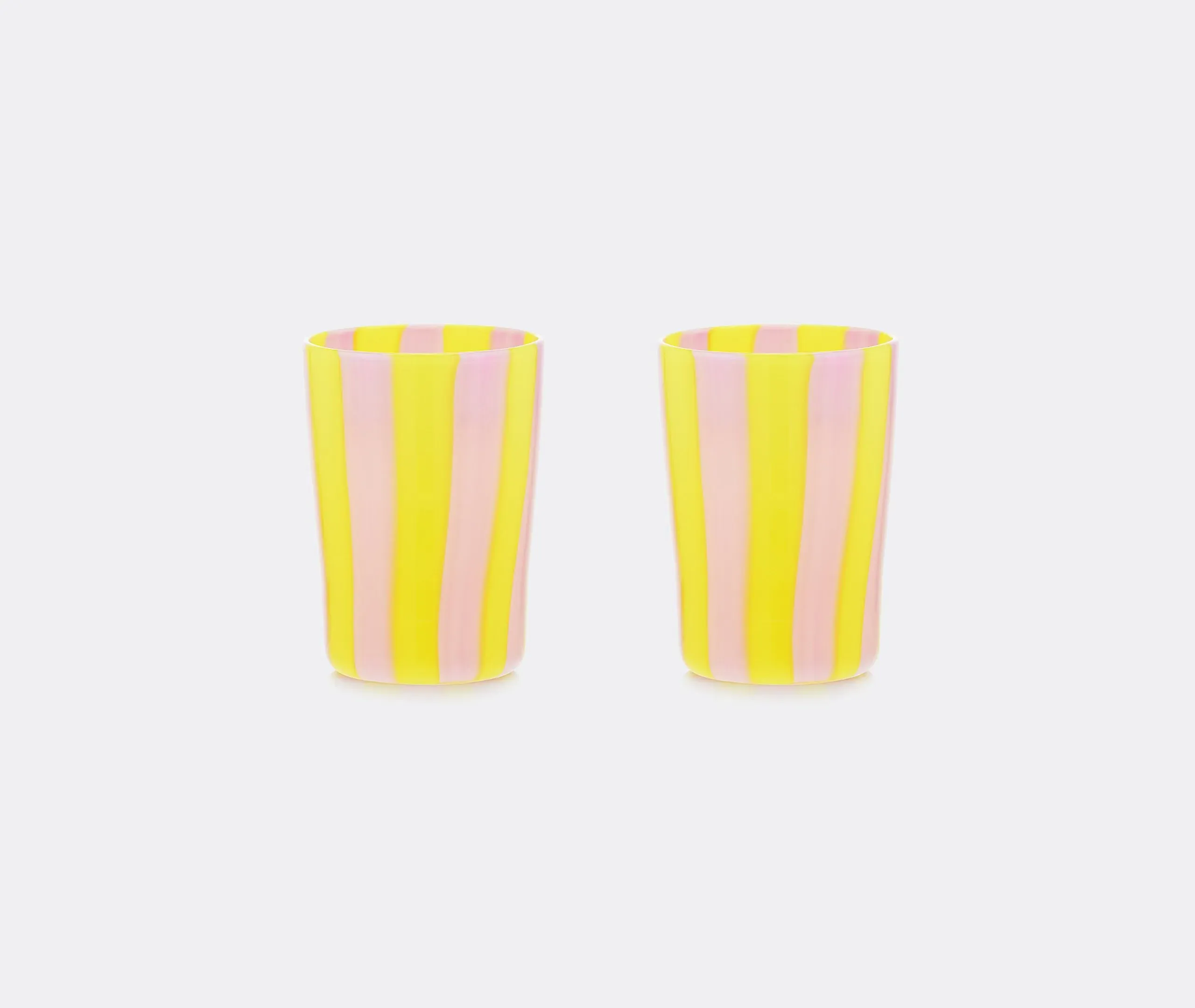Striped Tumbler Set of 2 - Yellow Pink, Glass