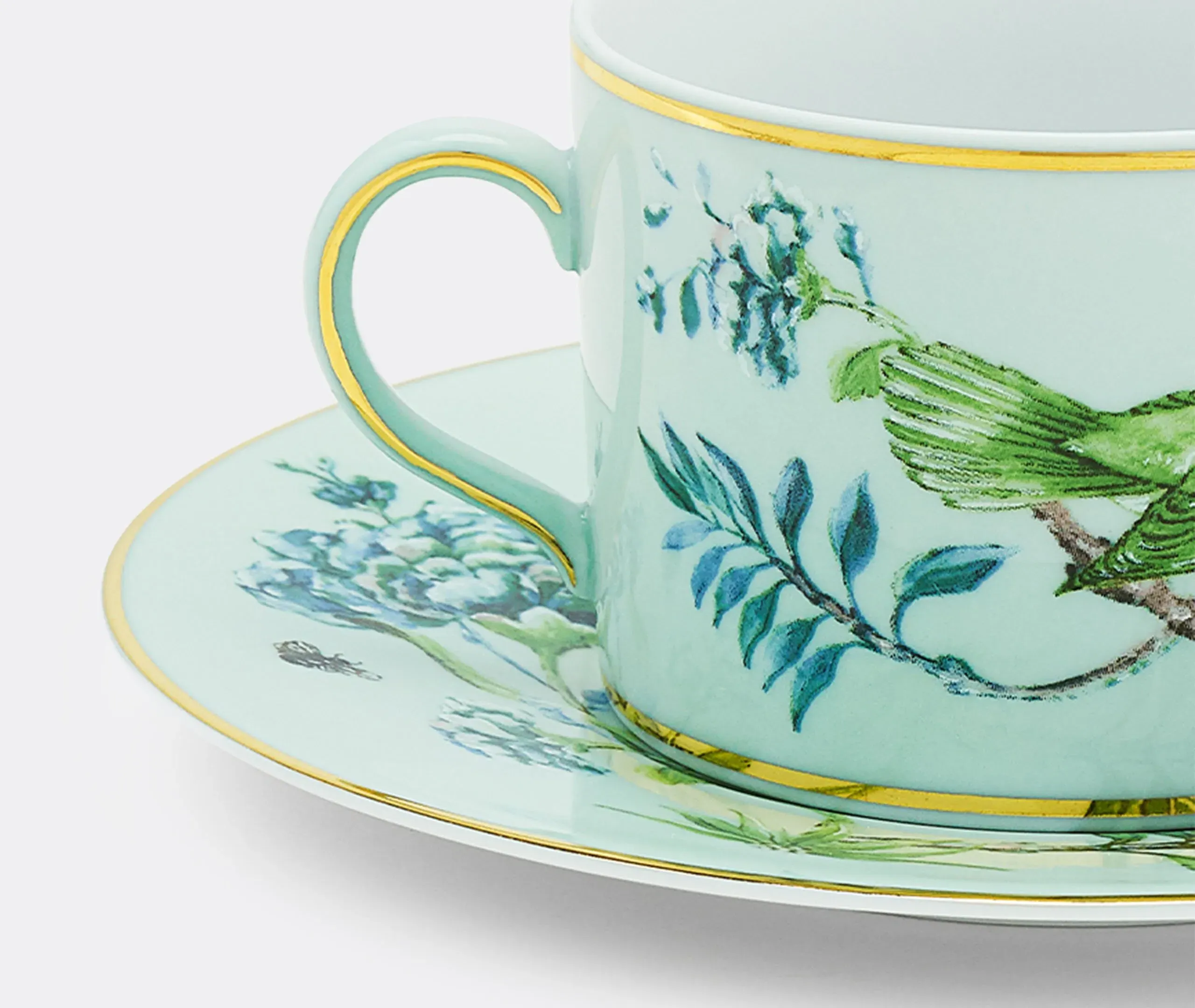 Teacup and Saucer Set - Green, Porcelain