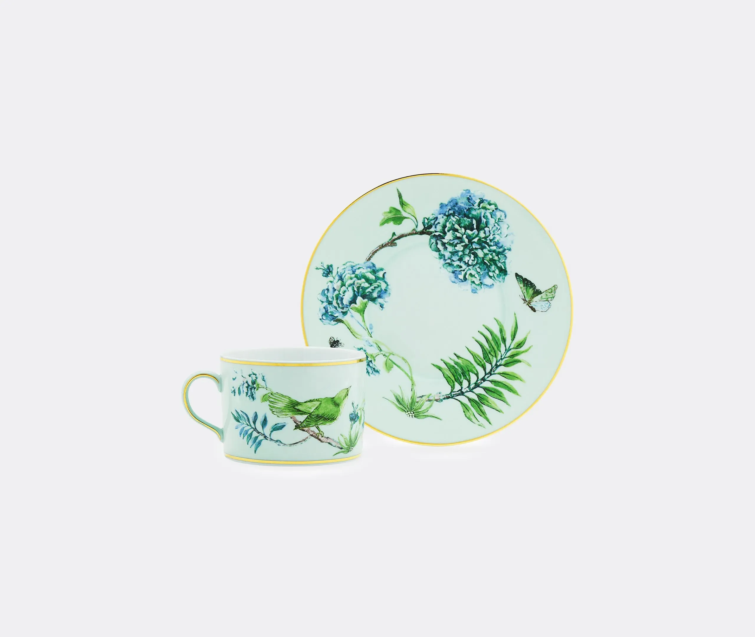 Teacup and Saucer Set - Green, Porcelain