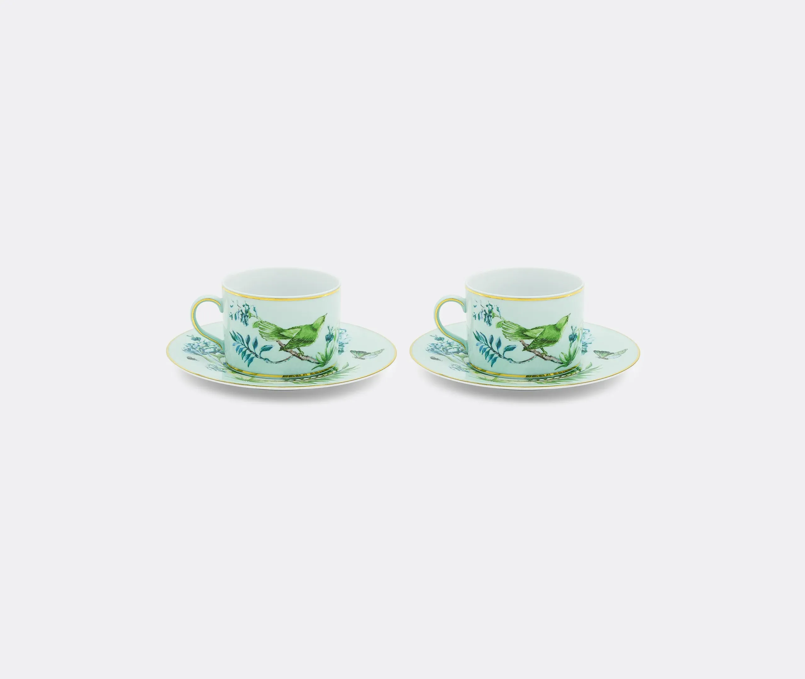 Teacup and Saucer Set - Green, Porcelain