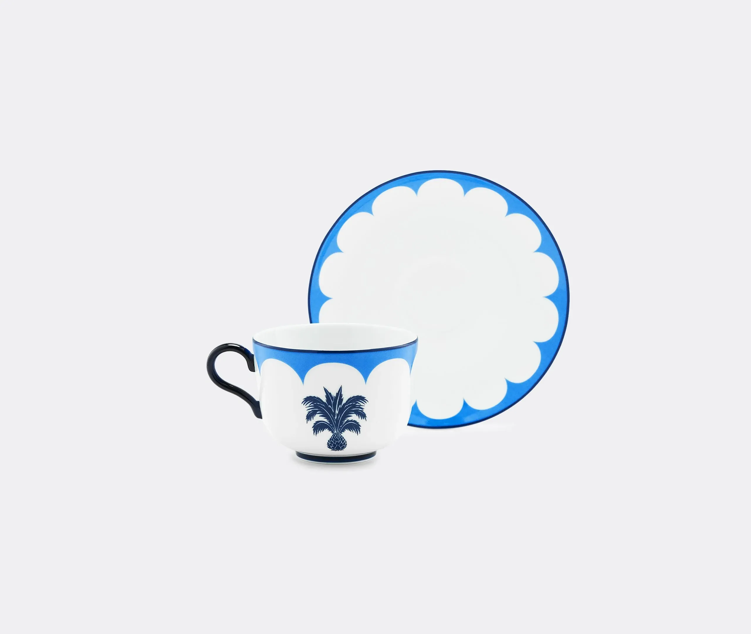 Teacup and Saucer Set of 2 - Blue, Porcelain