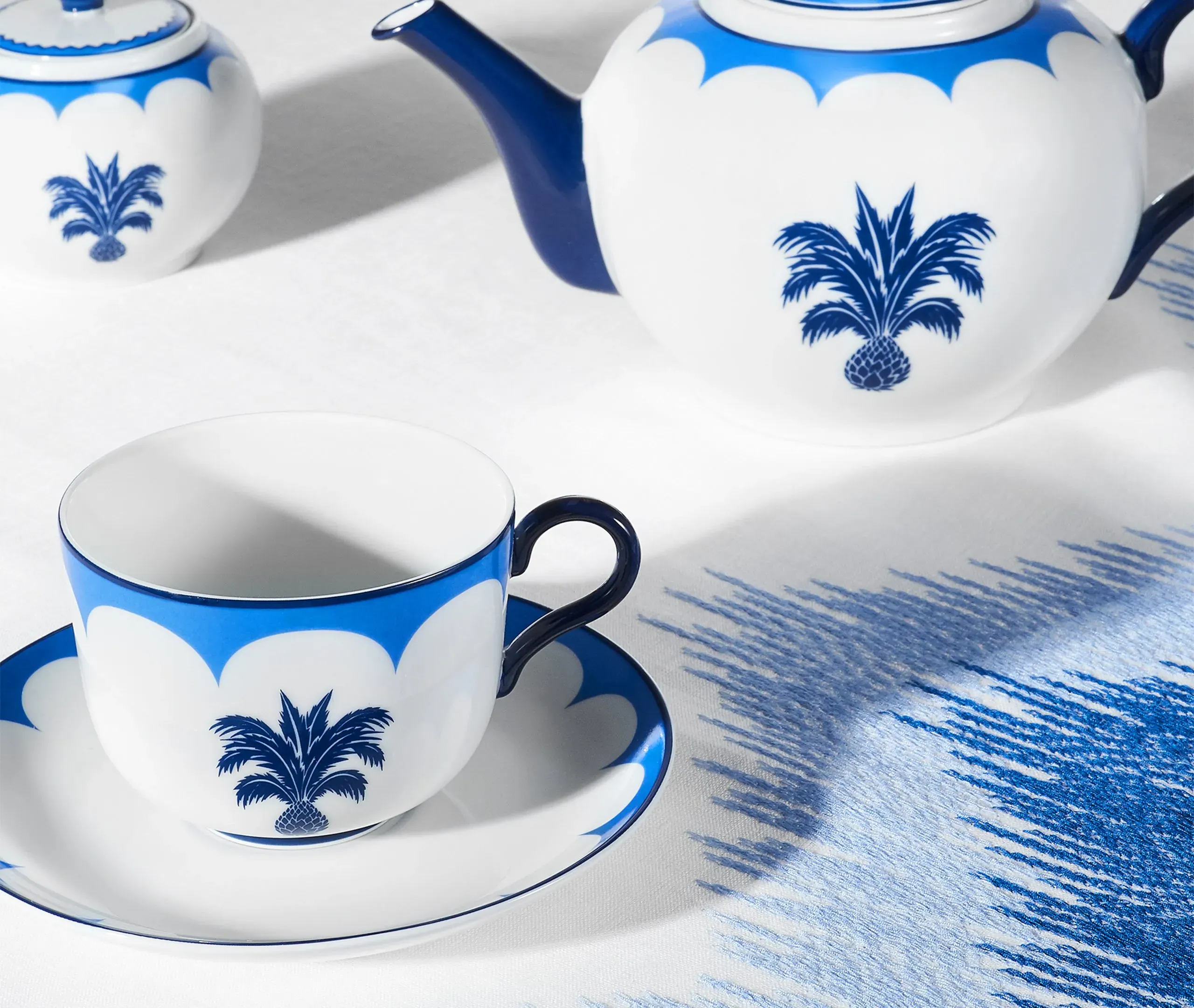 Teacup and Saucer Set of 2 - Blue, Porcelain