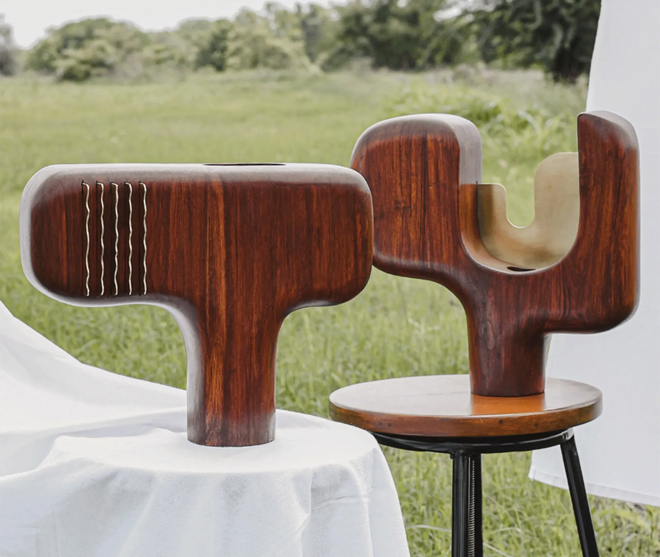 Sculptural Vase 03 - Natural, Teak Wood