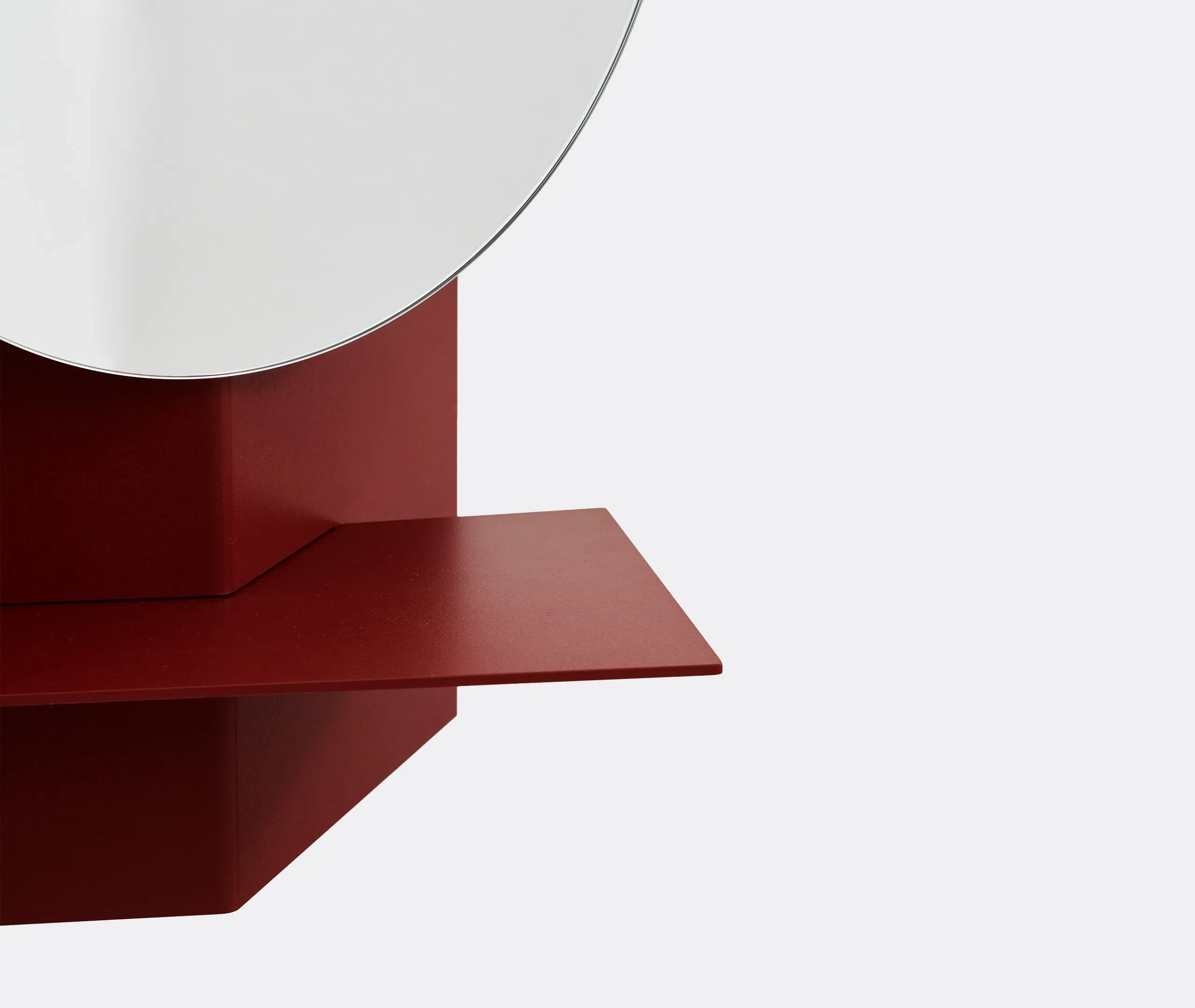 Folded Wall Mirror with Tray - Red, Aluminum