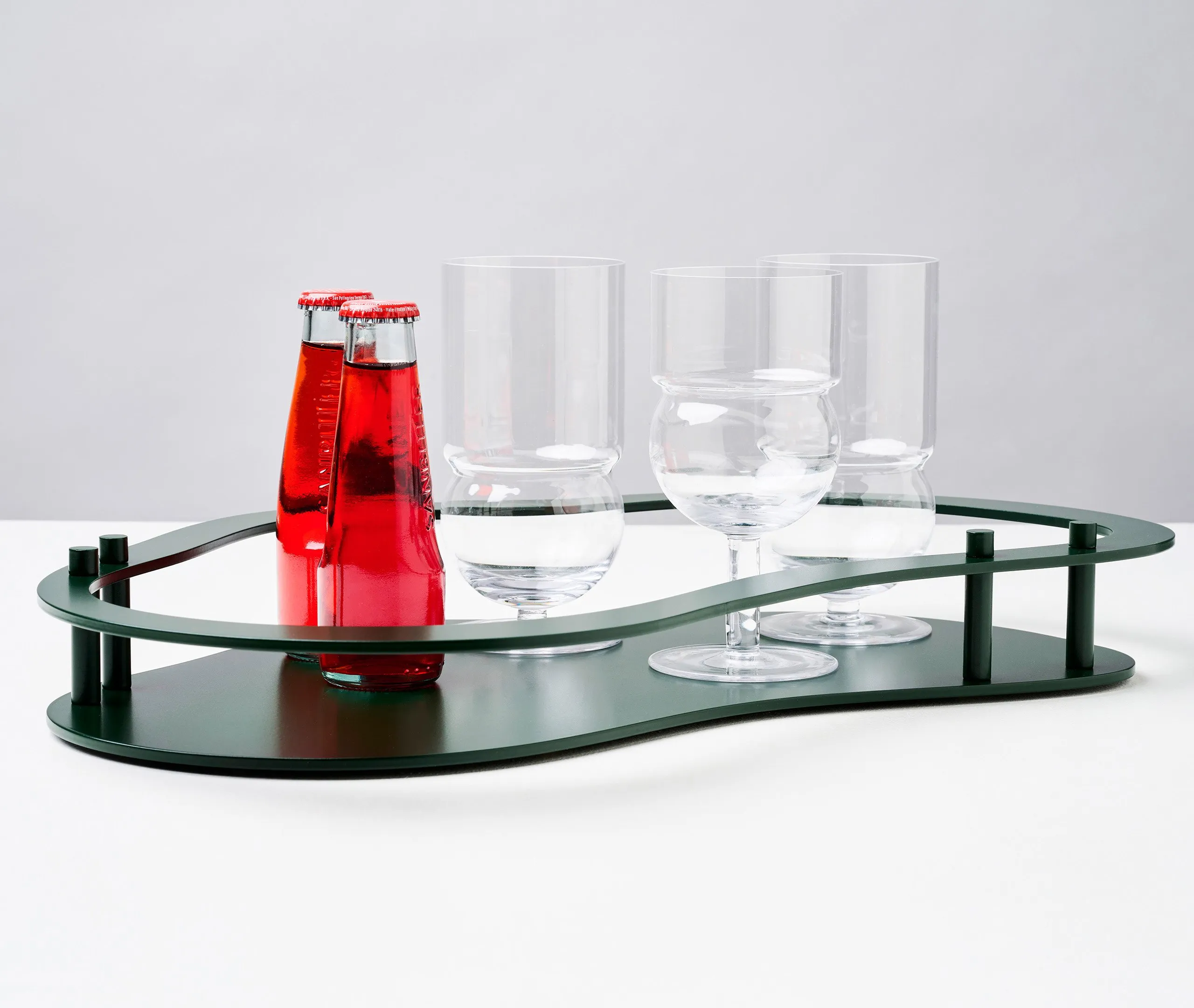 Serving Tray with Handle - Green, Aluminum