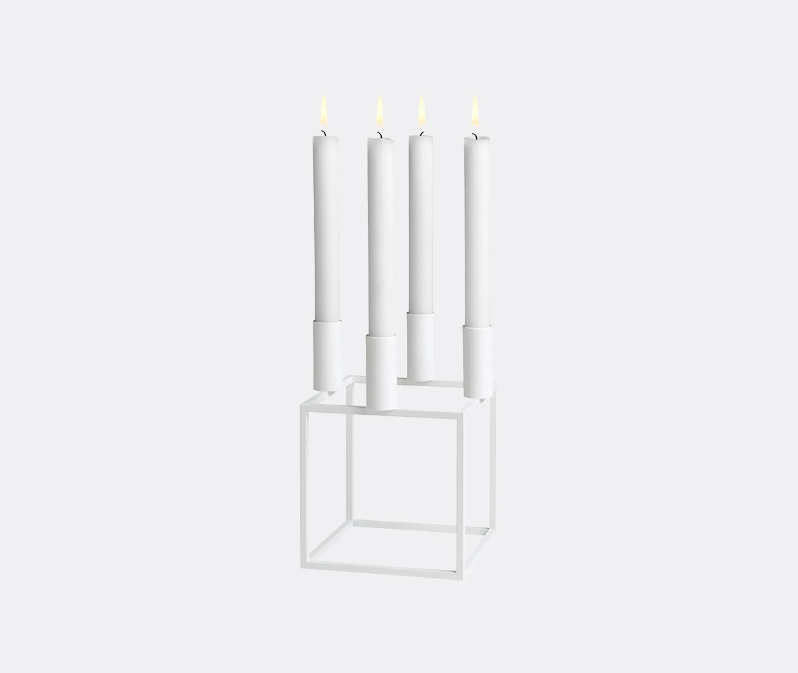 4-Piece Candleholder Set - White, Metal