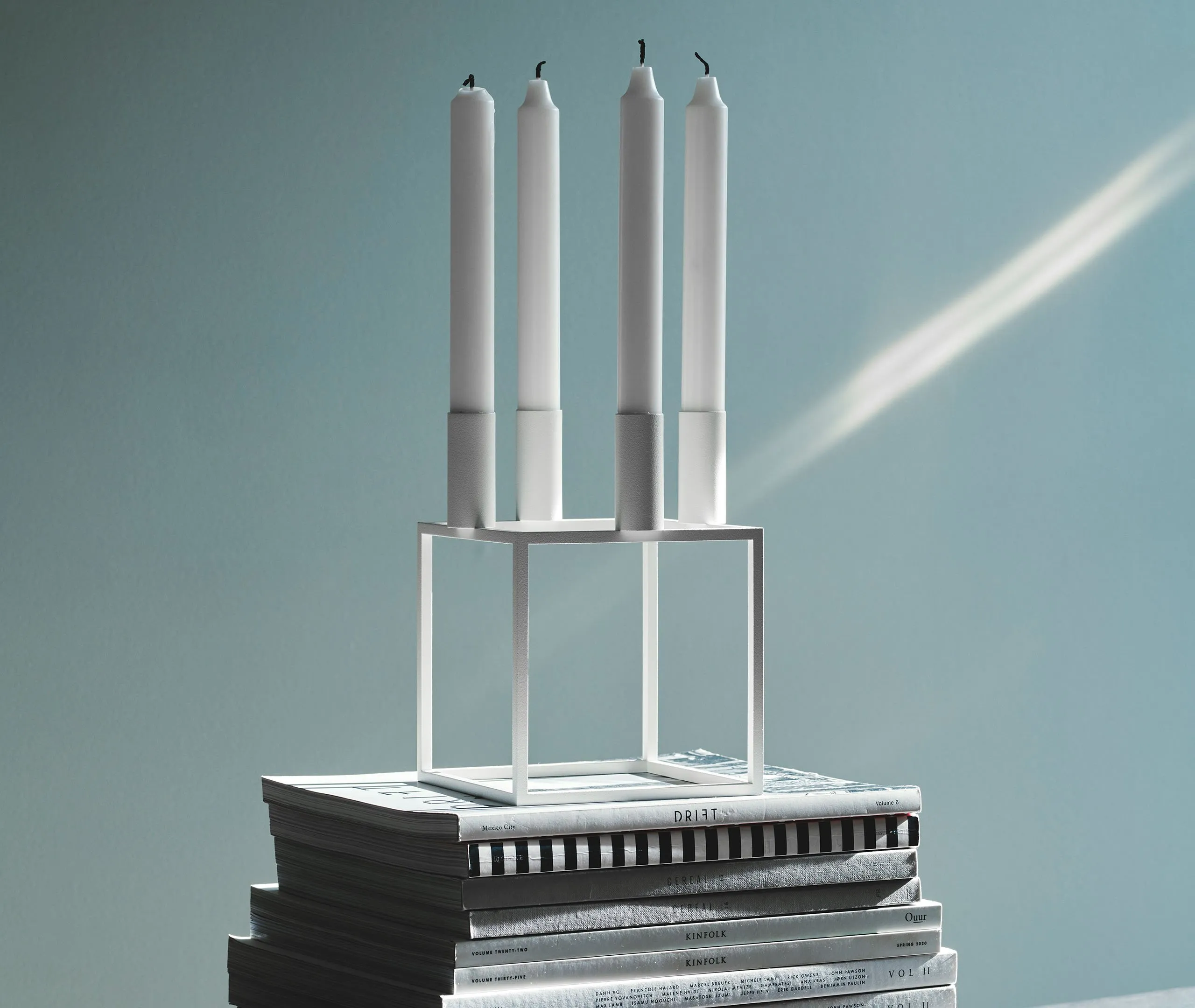 4-Piece Candleholder Set - White, Metal