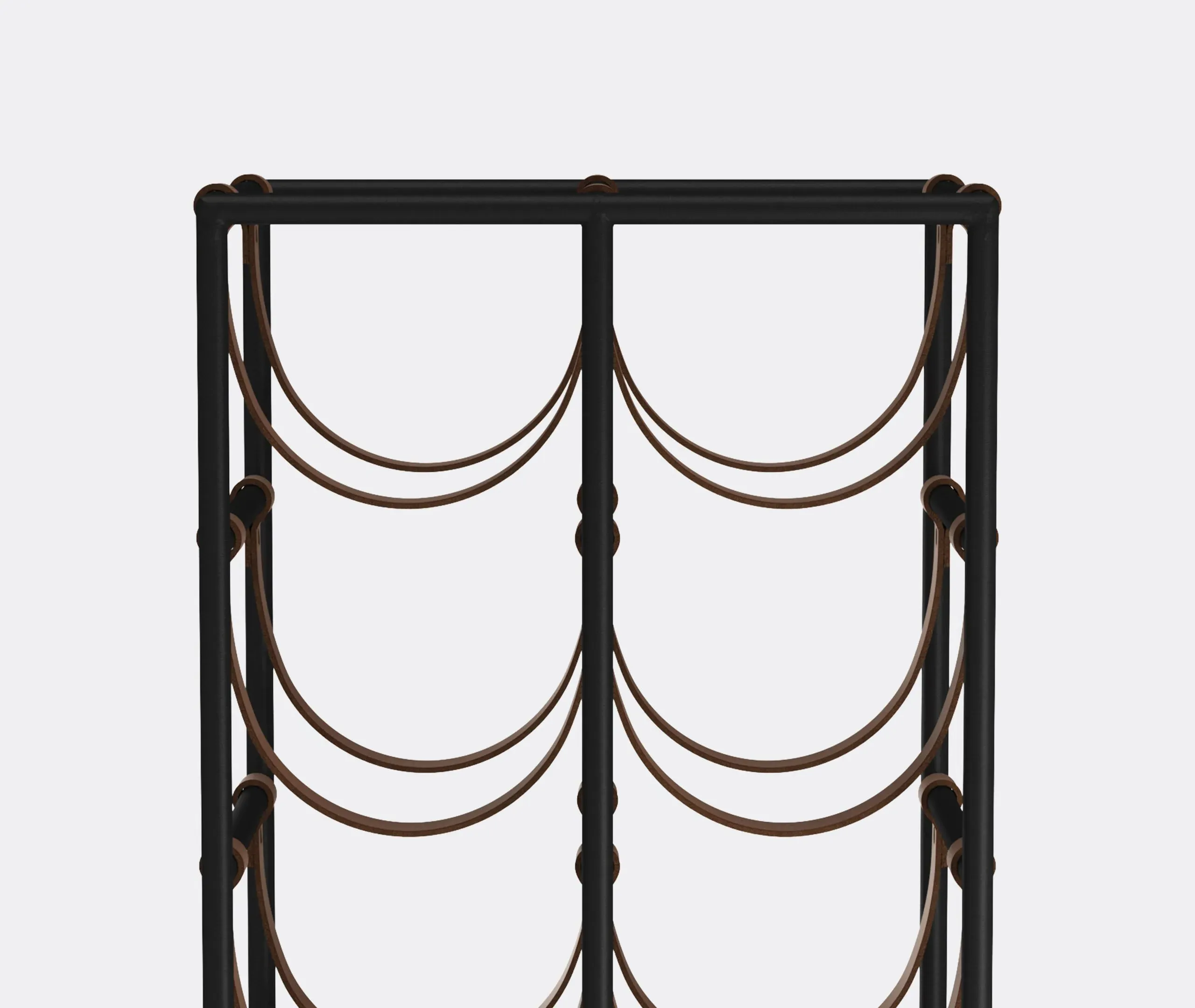 8-Bottle Wine Rack - Black, Steel & Leather