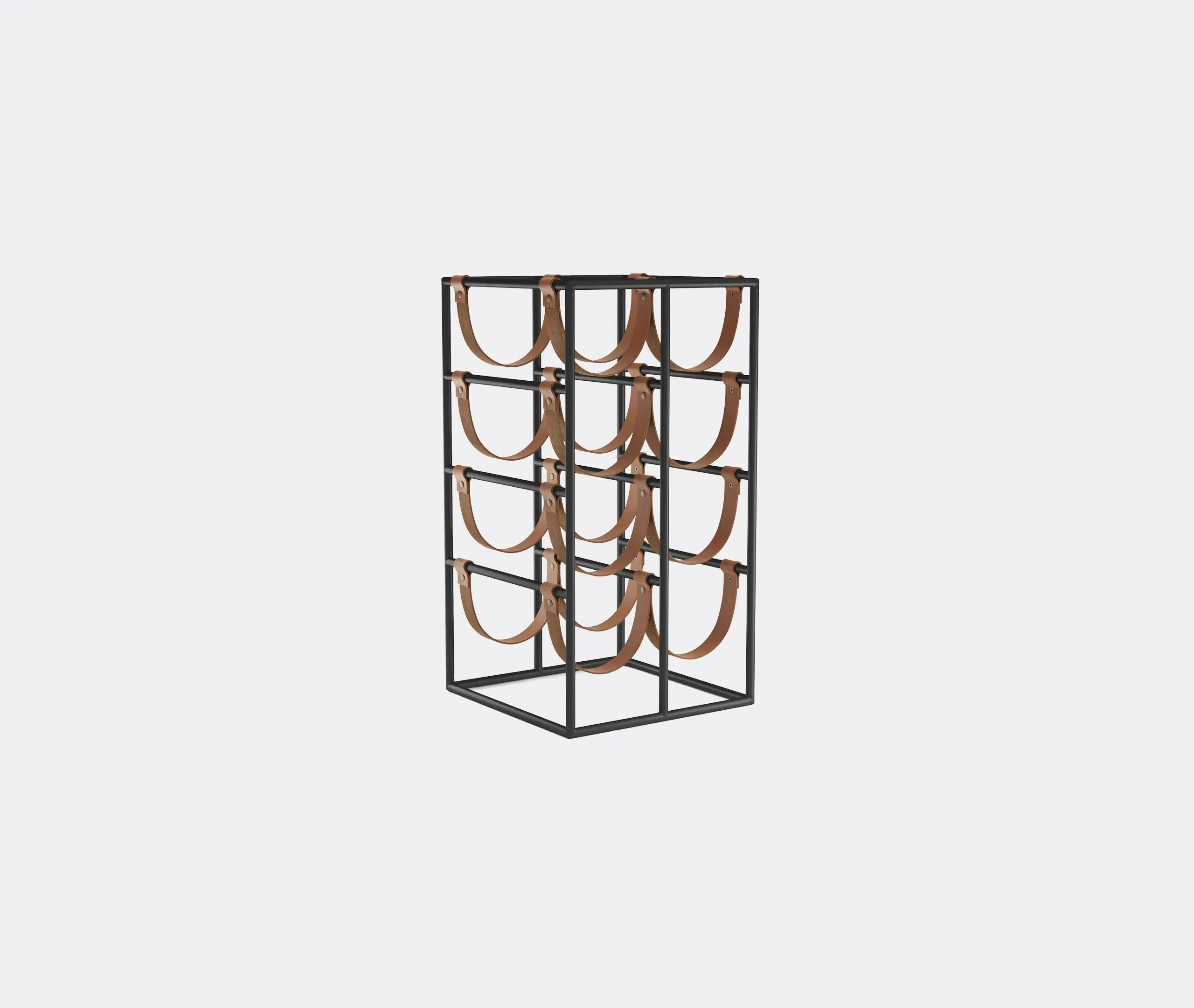 8-Bottle Wine Rack - Black, Steel & Leather
