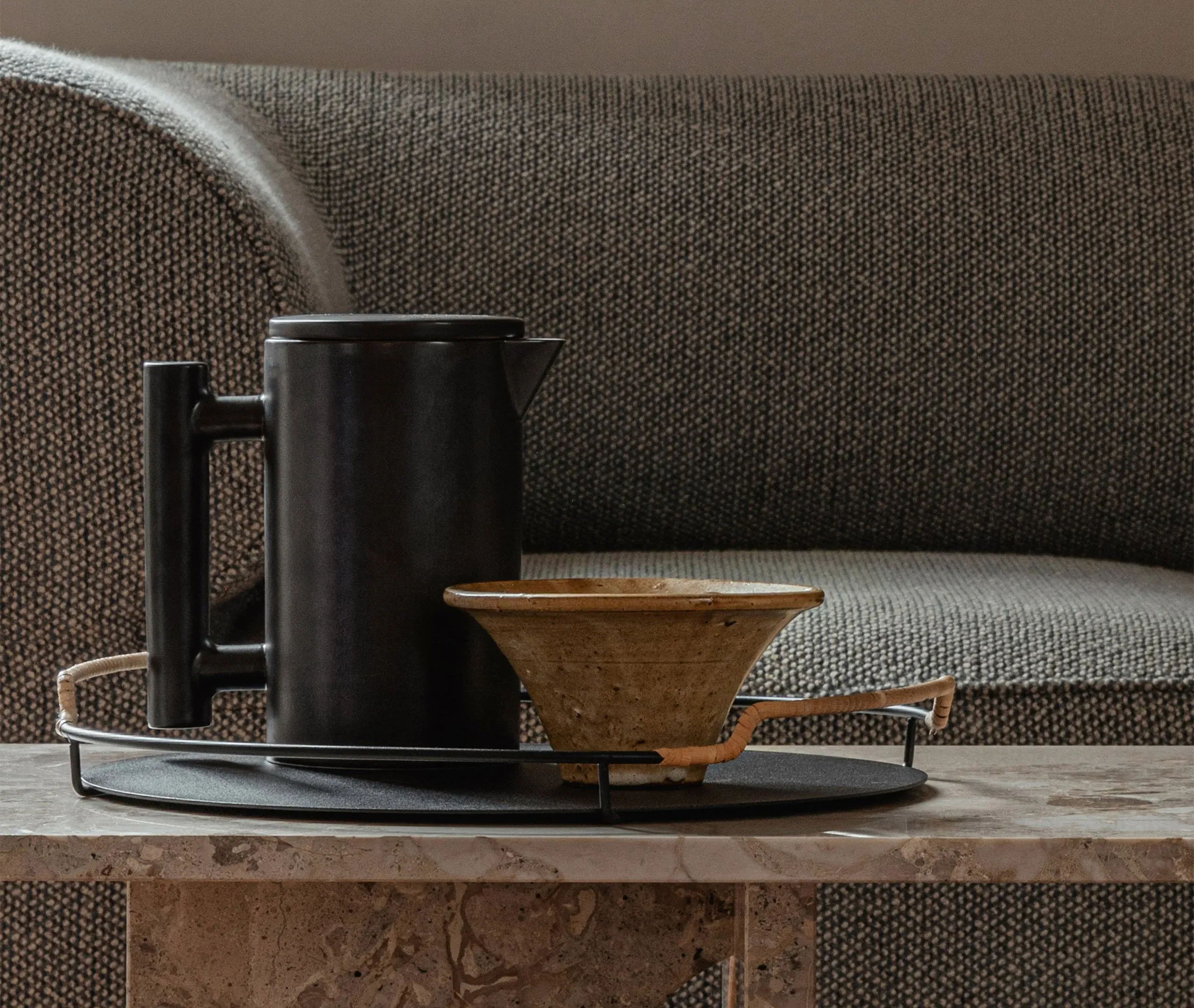 Brewing Pot with Double Filter - Brown, Ceramic