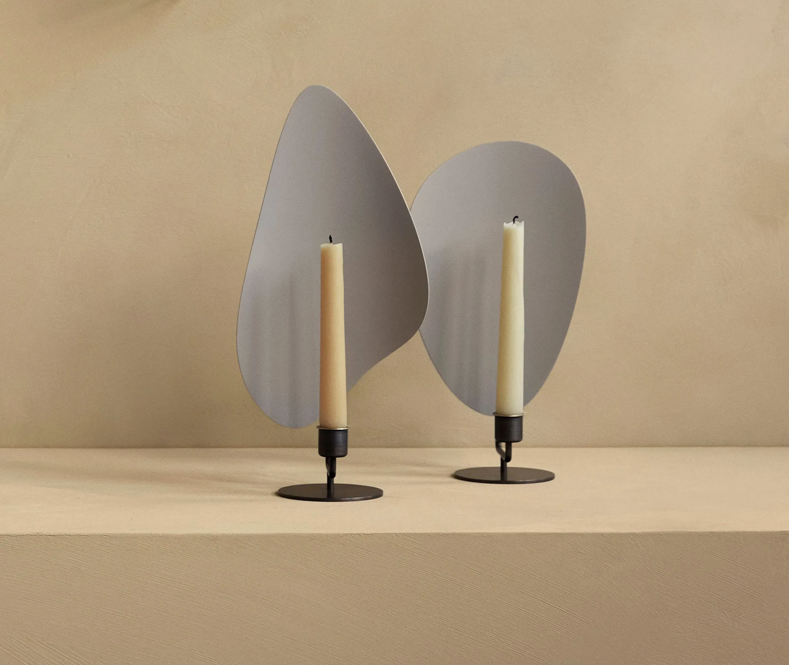 Flambeau Medium Candleholder - Grey, Bronze Brass