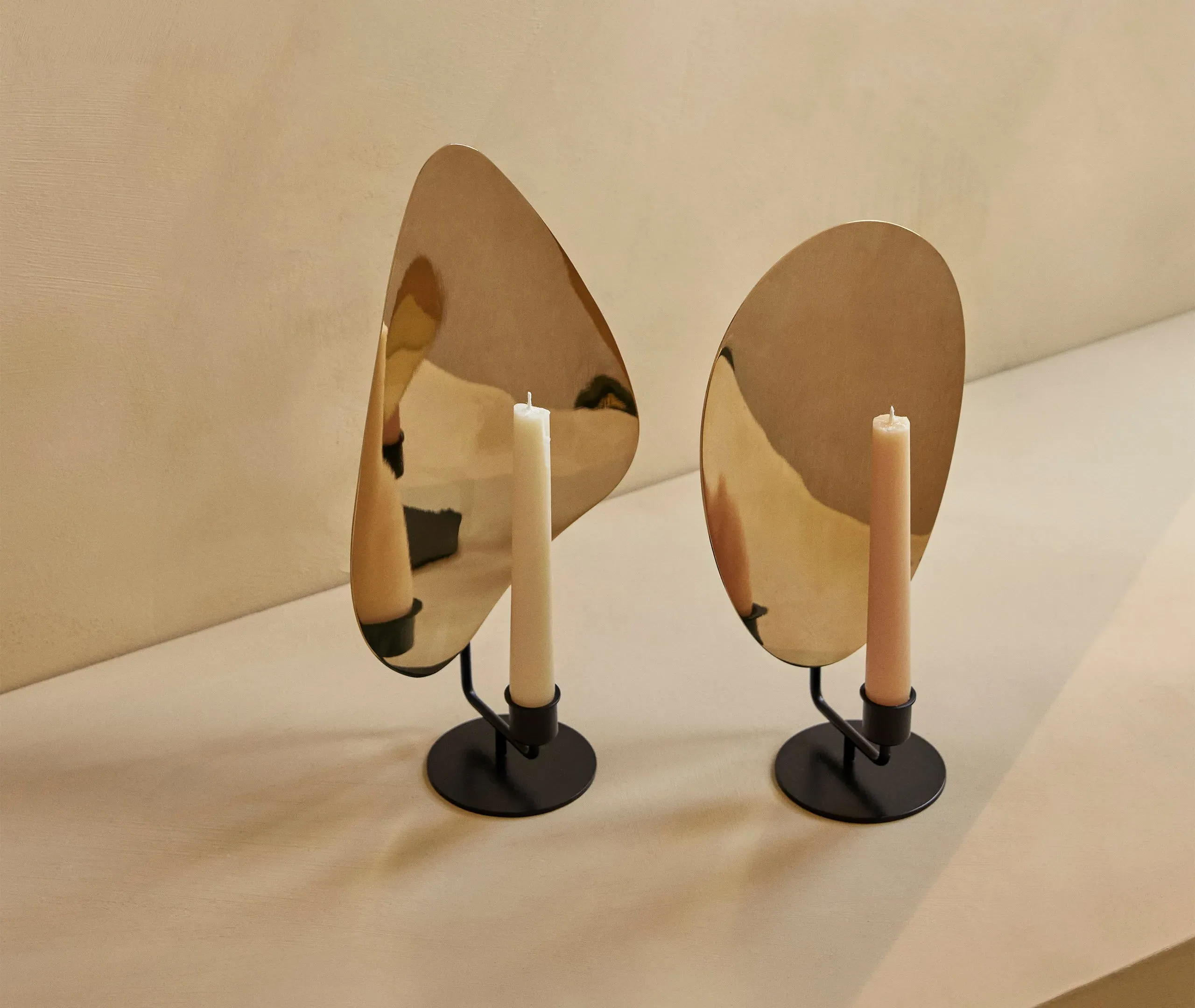 Flambeau Tall Candleholder - Black, Polished Brass