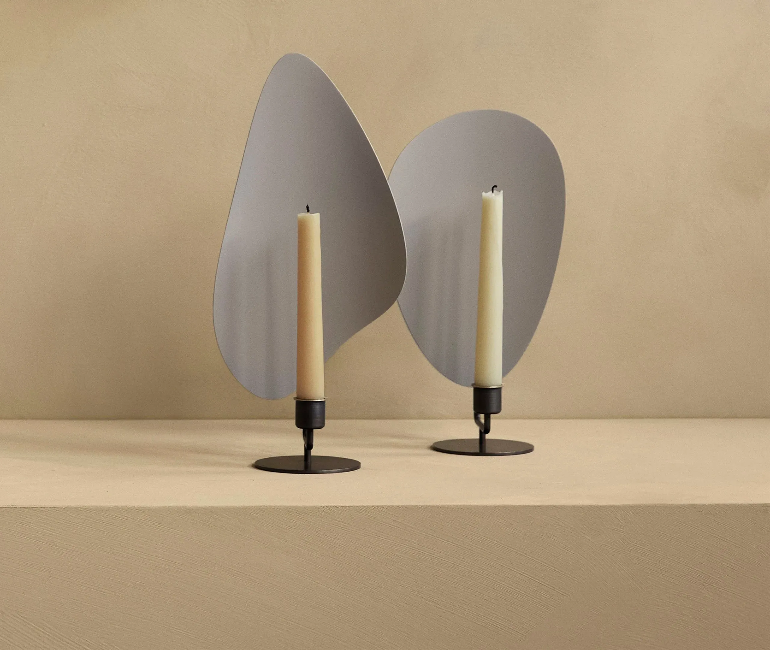 Flambeau Tall Candleholder - Grey, Bronze Brass