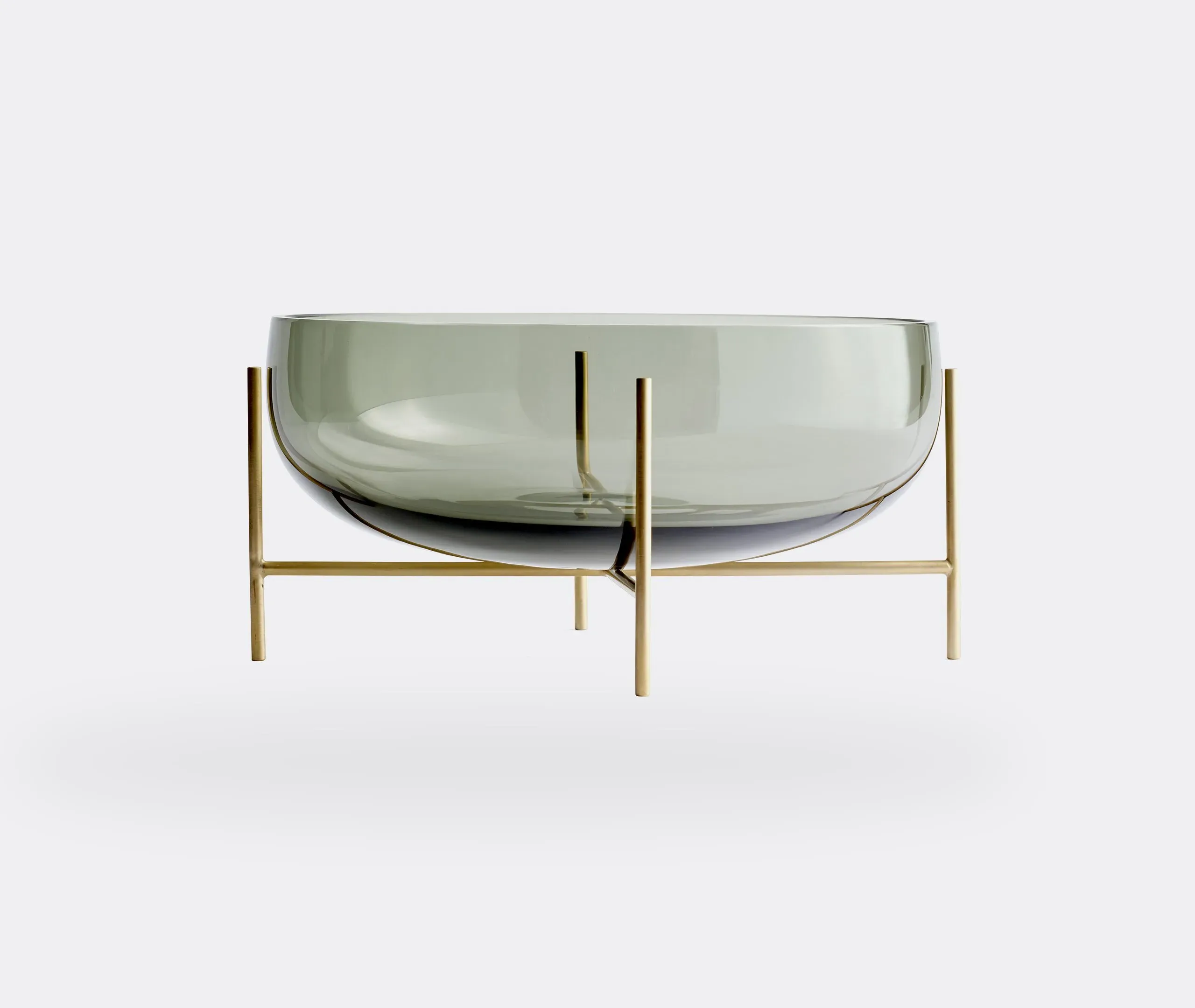 Glass Bowl with Brass Legs - Smoke, Glass