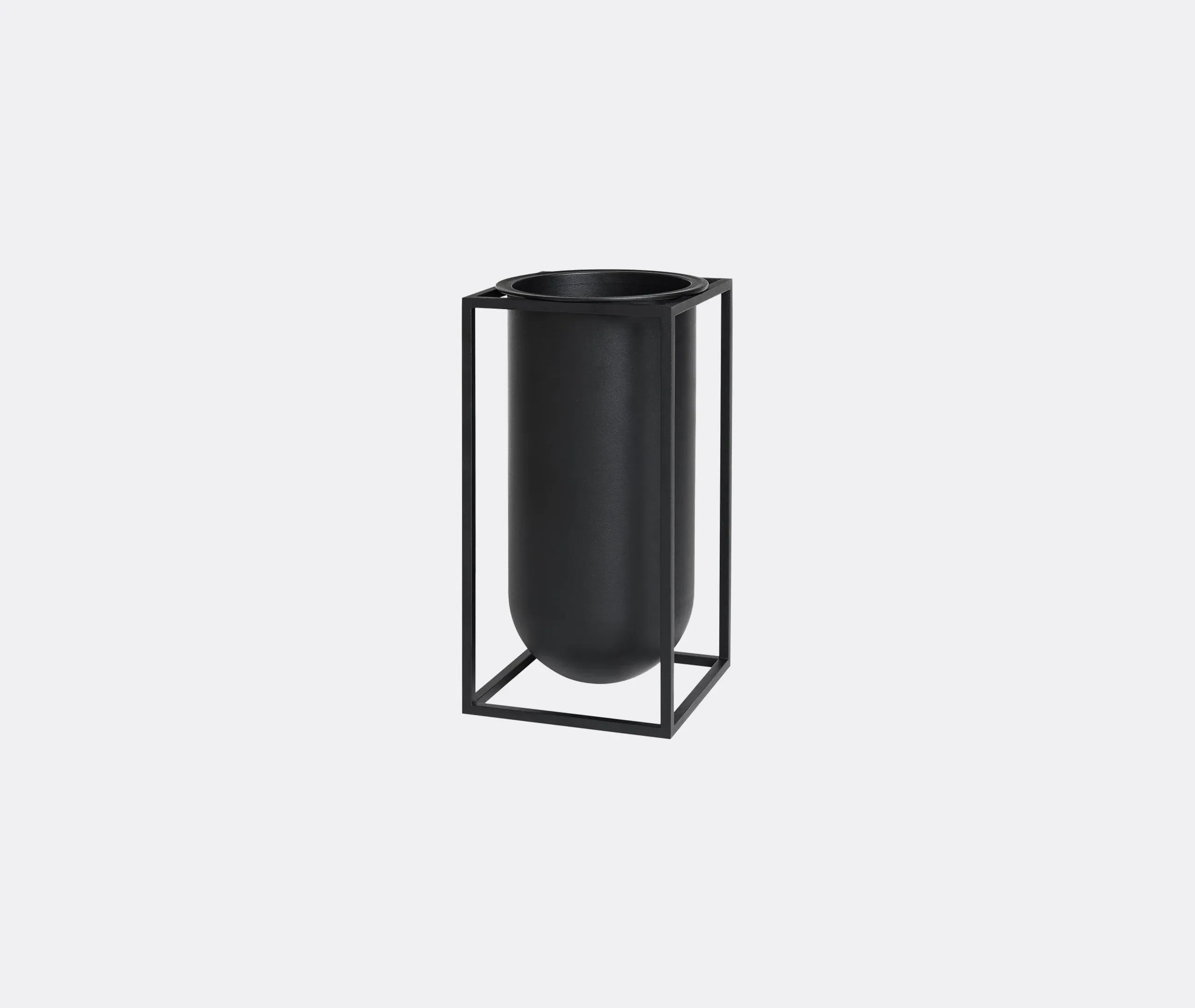 Kubus Vase with Geometric Design - Black, Metal image