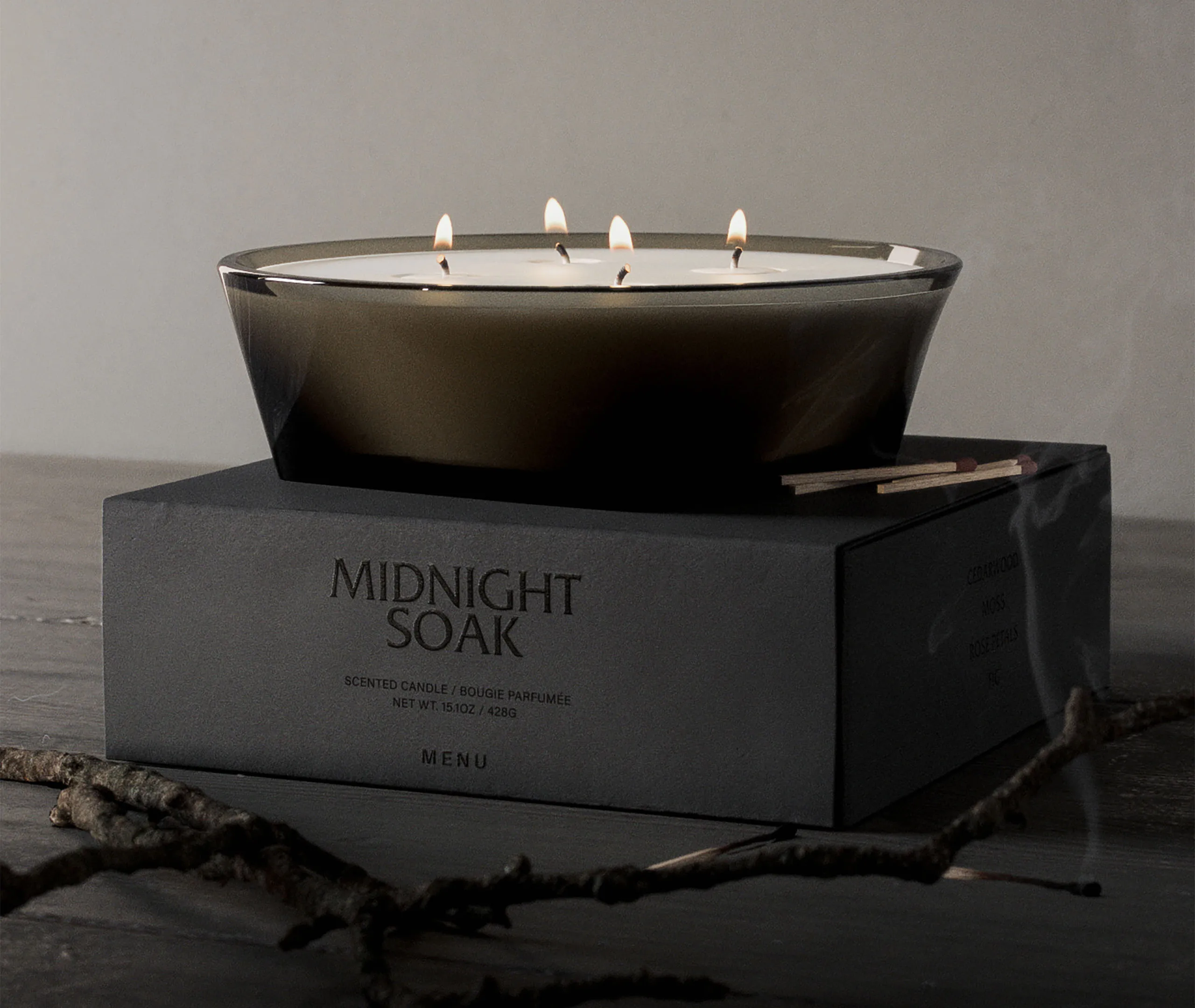 Midnight Soak Large Candle - Grey