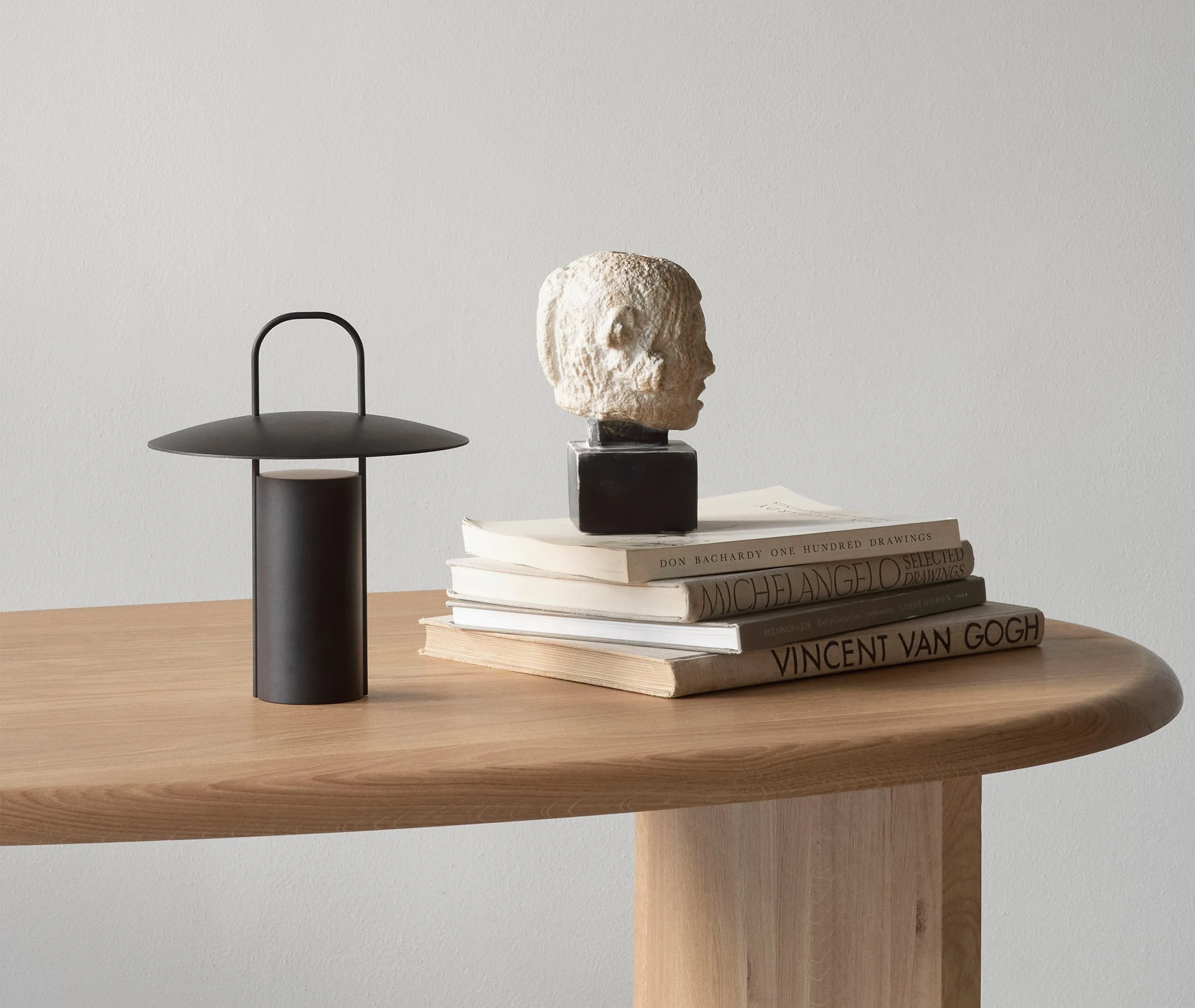 Portable Table Lamp with USB Charger - Black