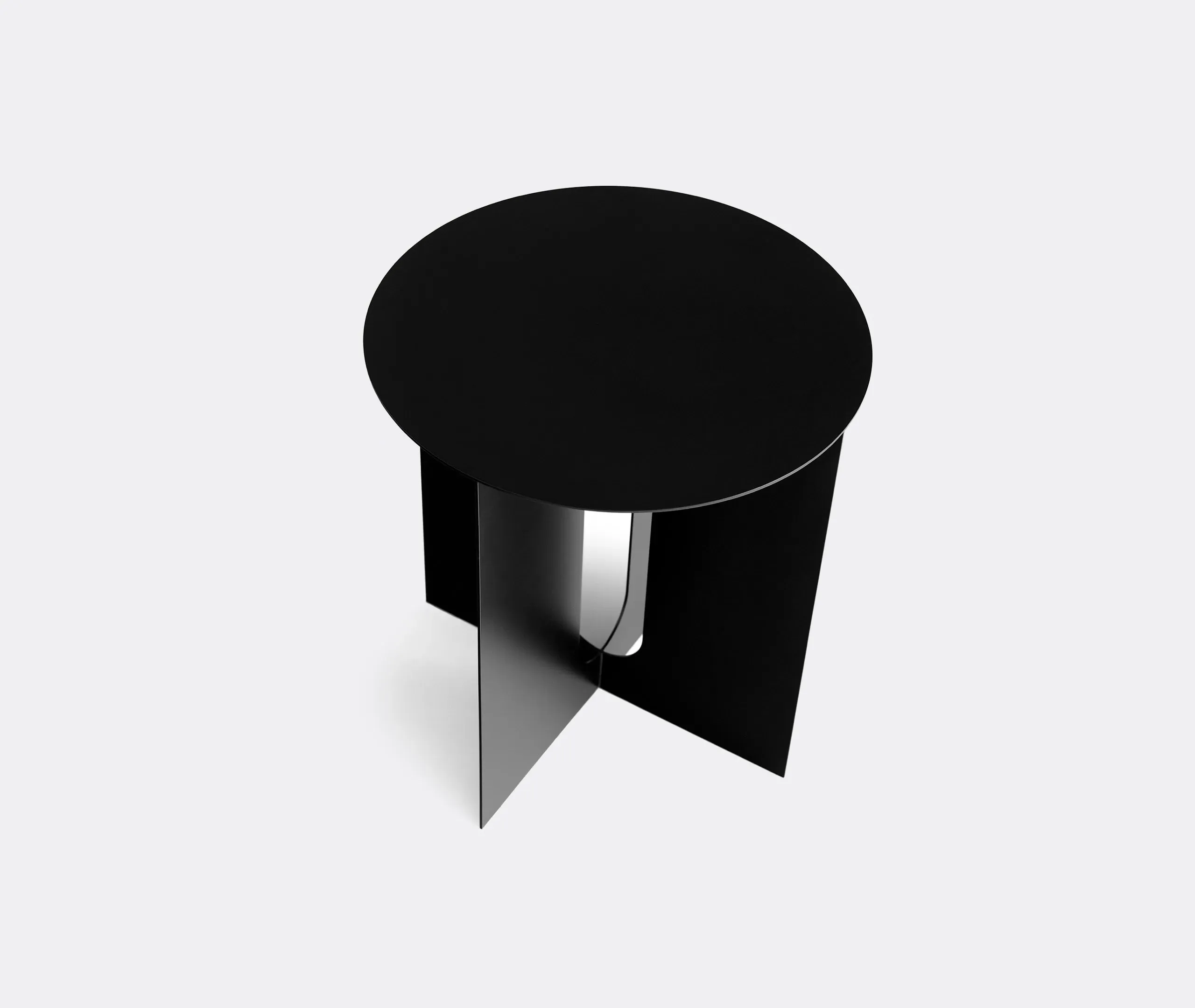 Round Side Table with Steel Base - Black