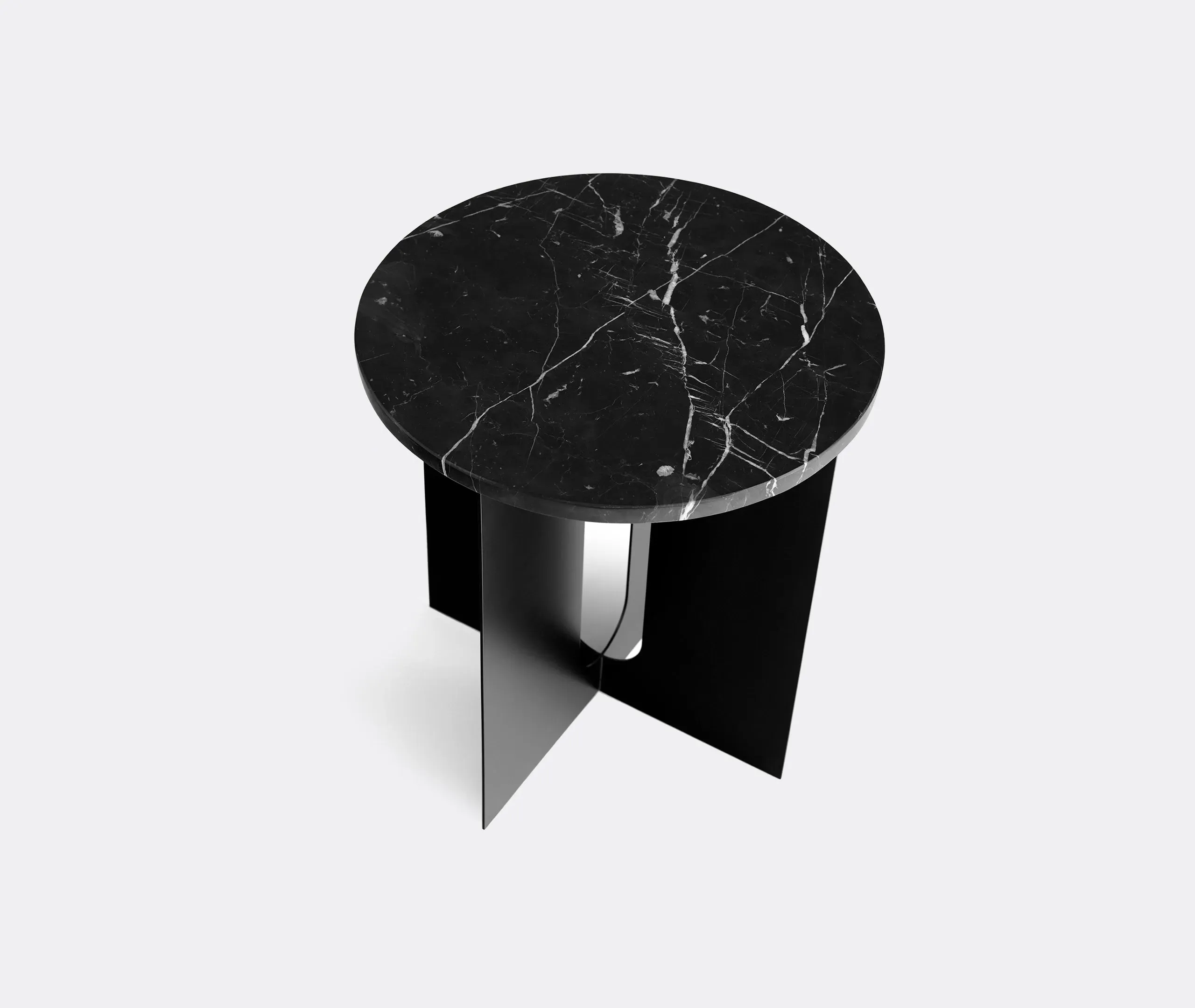 Round Side Table with Steel Base - Black