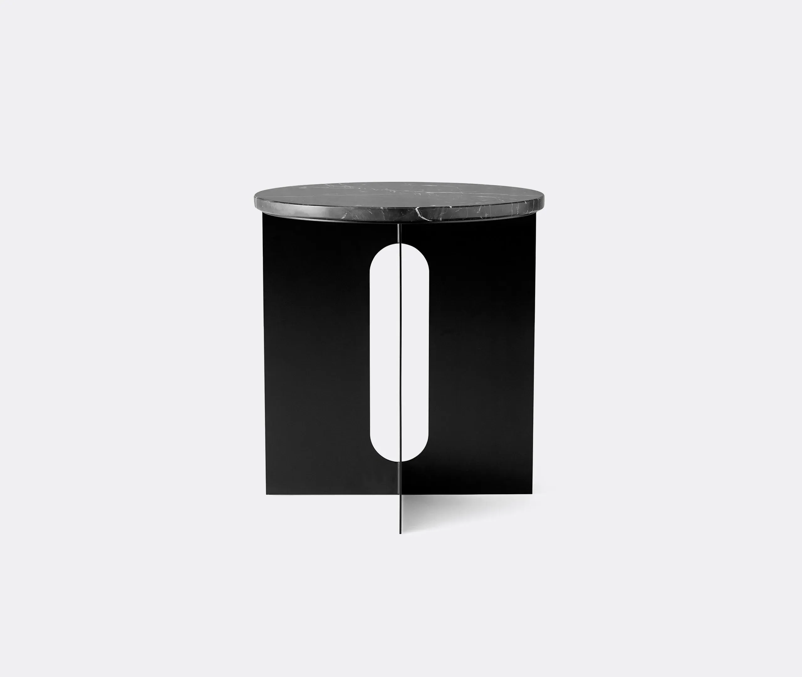 Round Side Table with Steel Base - Black