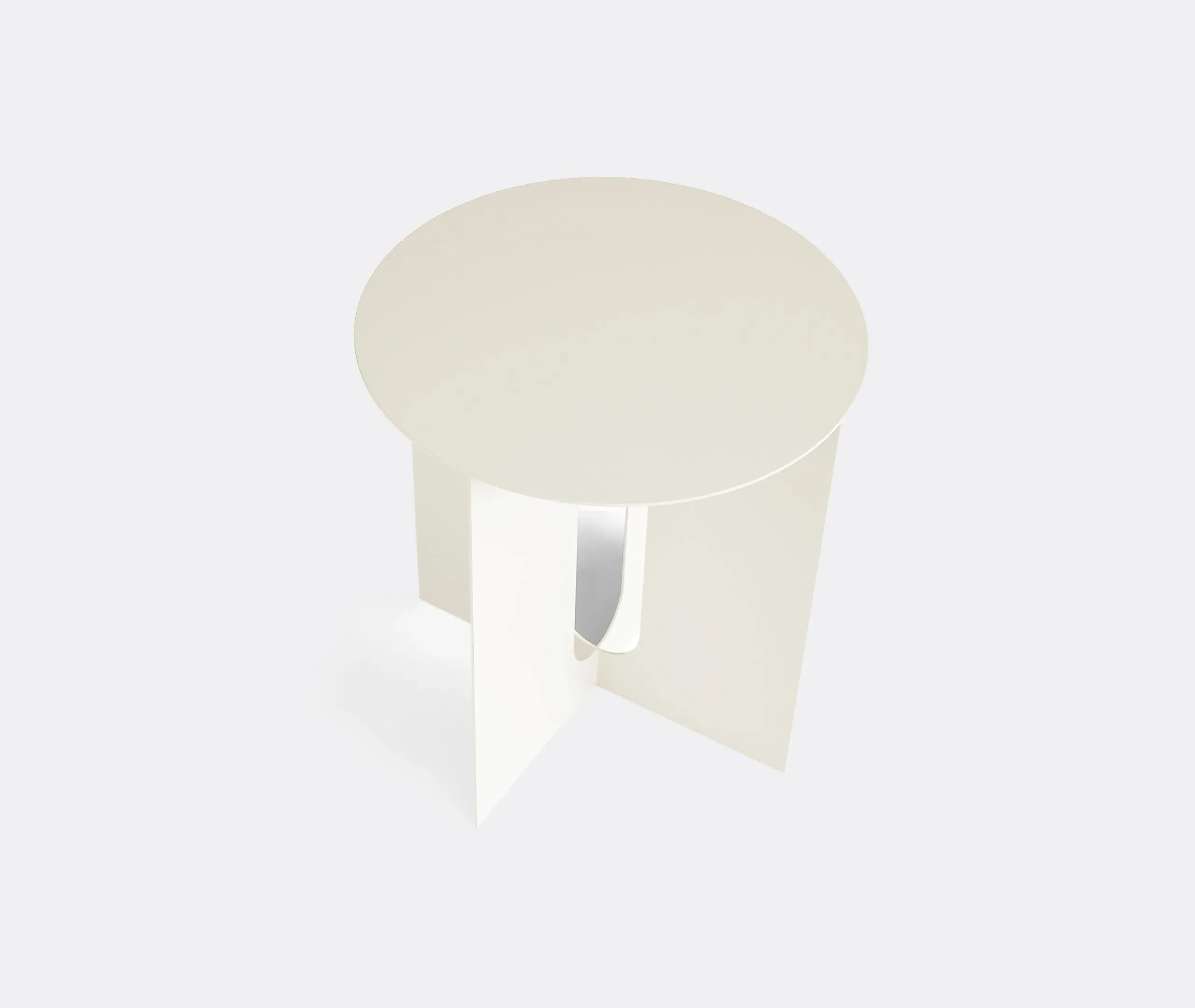 Round Side Table with Steel Base - Ivory