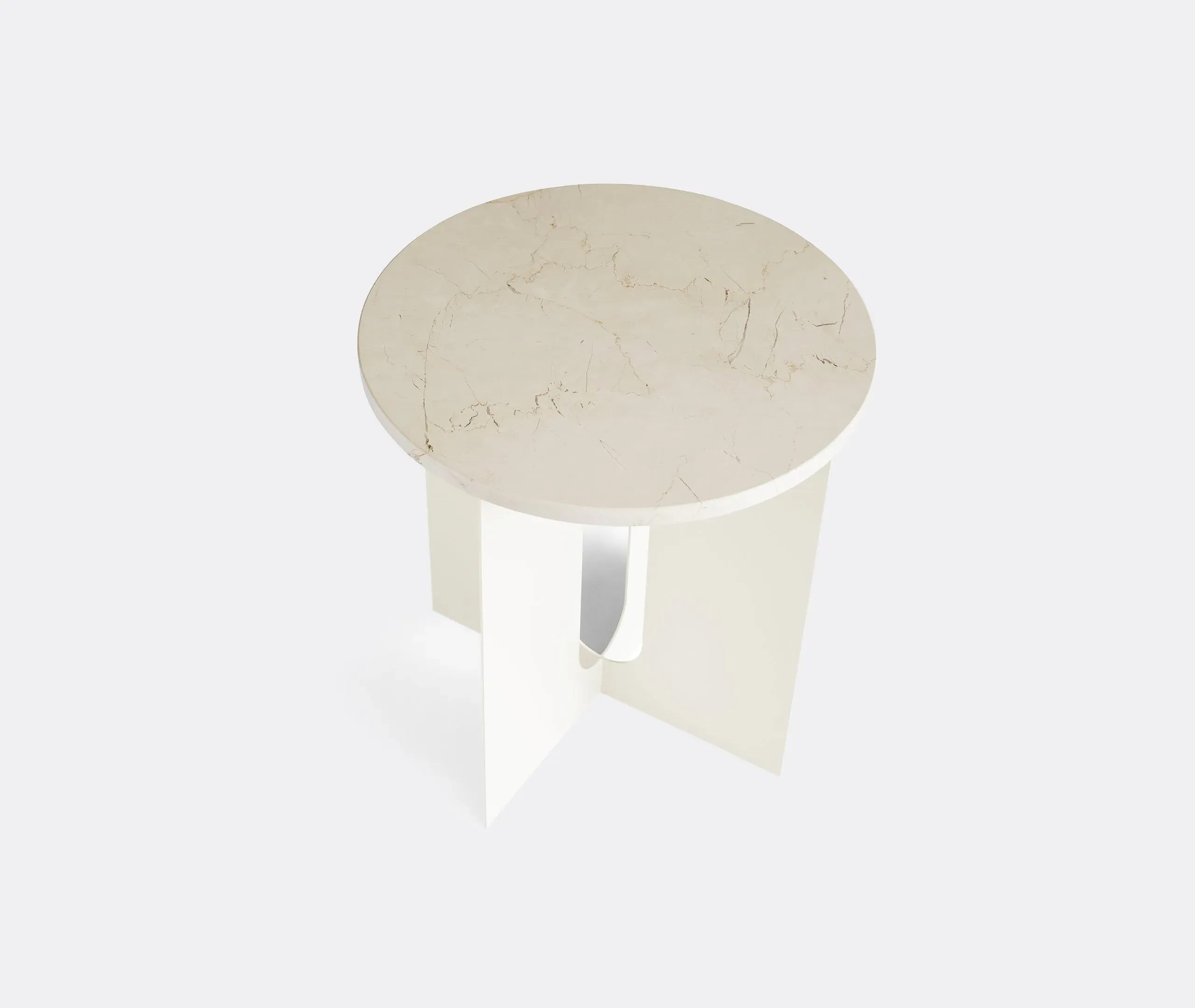 Round Side Table with Steel Base - Ivory
