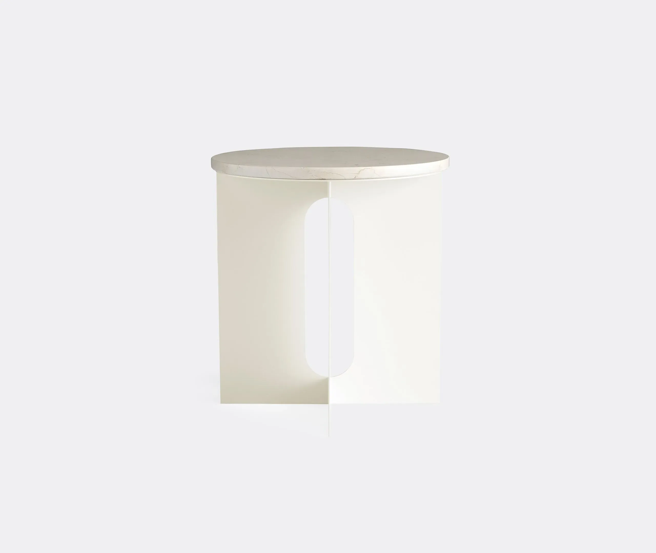 Round Side Table with Steel Base - Ivory