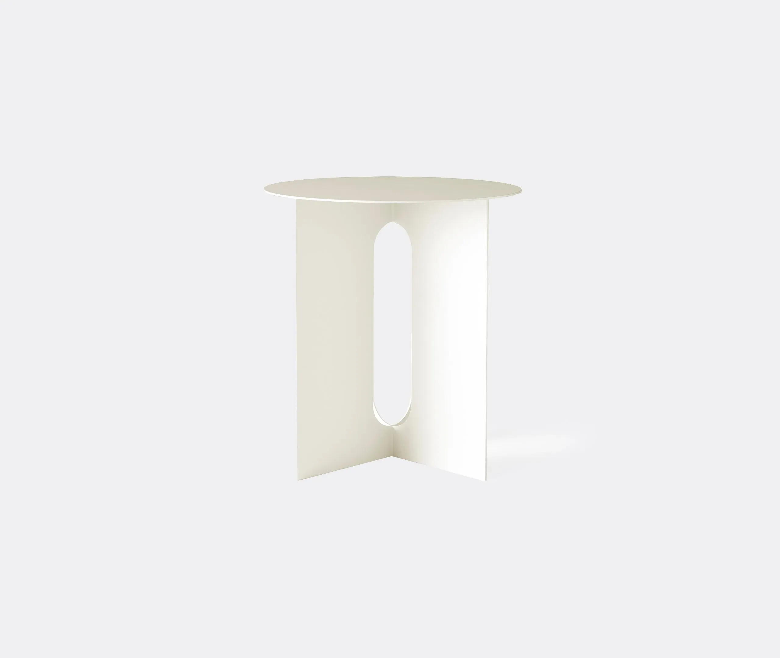 Round Side Table with Steel Base - Ivory