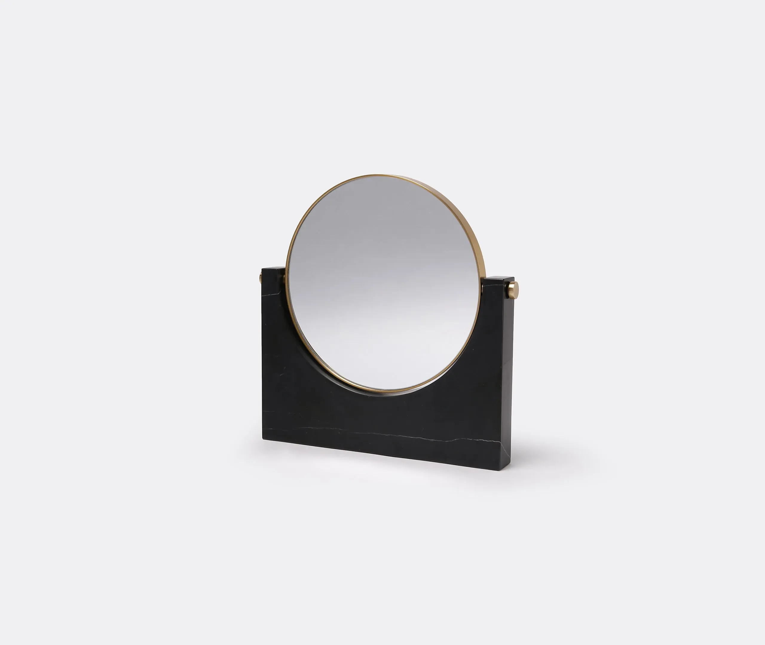 Round Wall Mirror - Black, Marble image