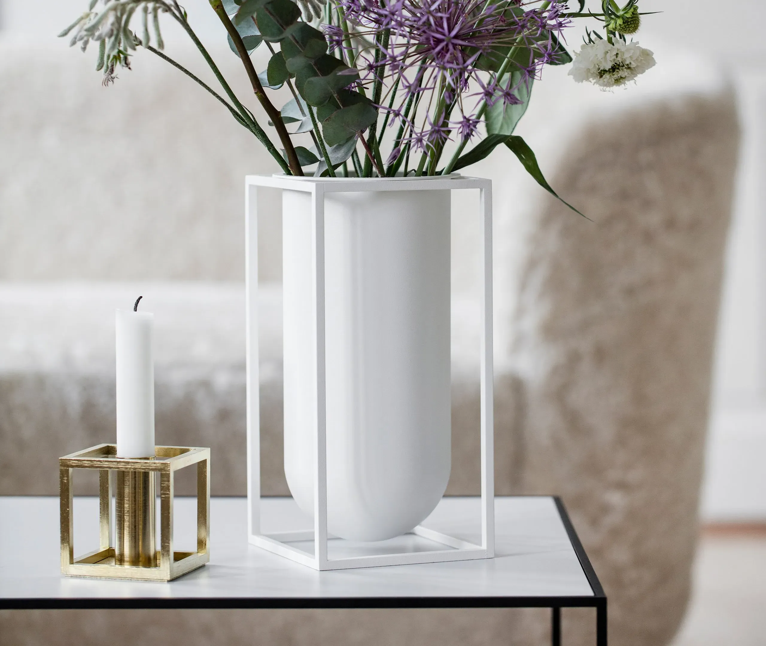 Single Candleholder - Gold, Plated Metal