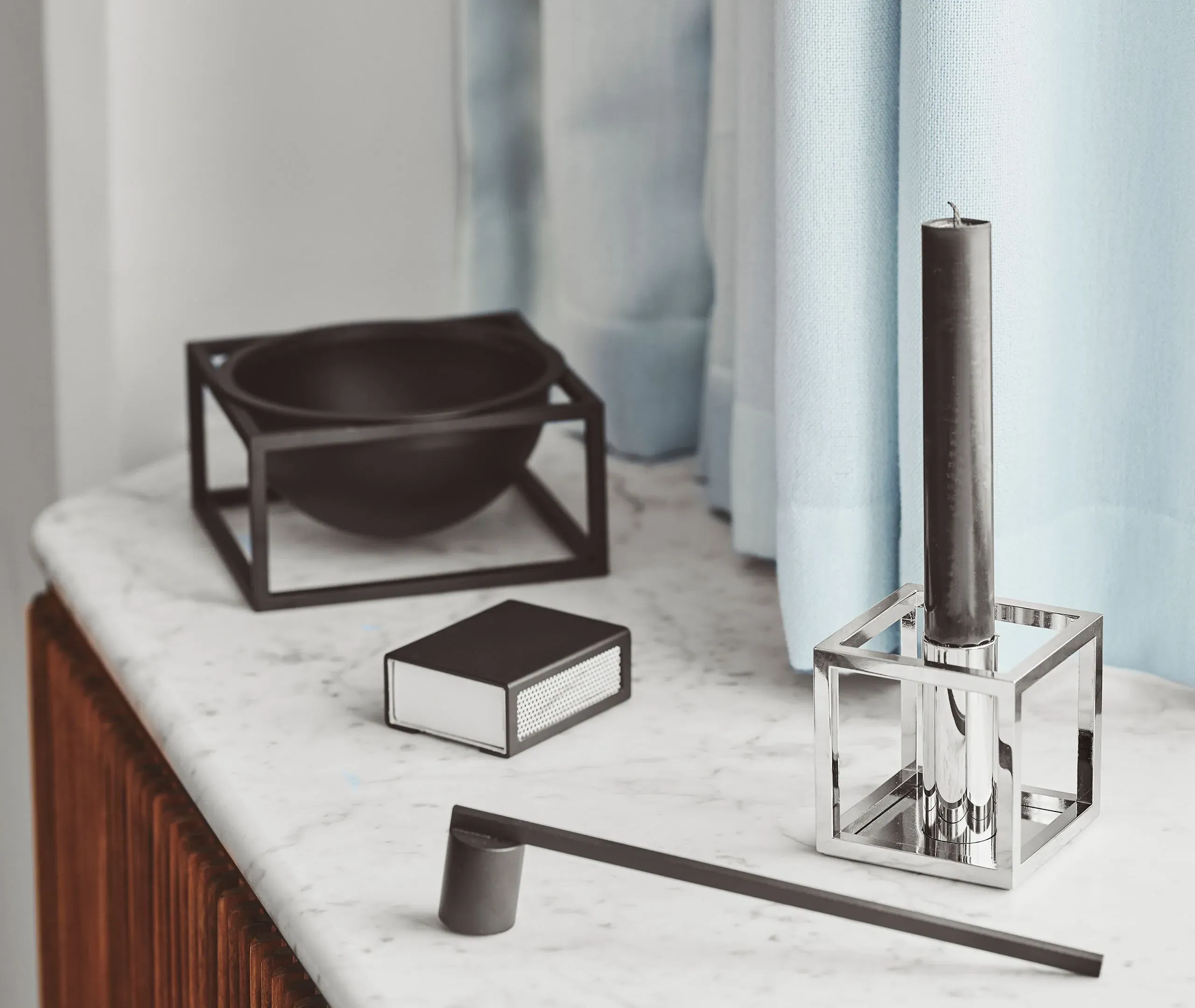 Single Candleholder - Nickel, Plated Metal