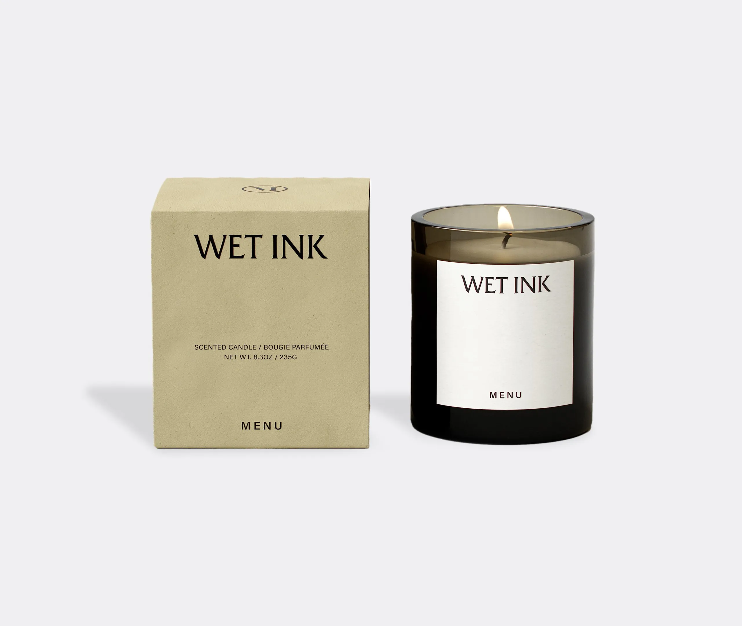 Small Scented Candle Wet Ink - Beige Glass