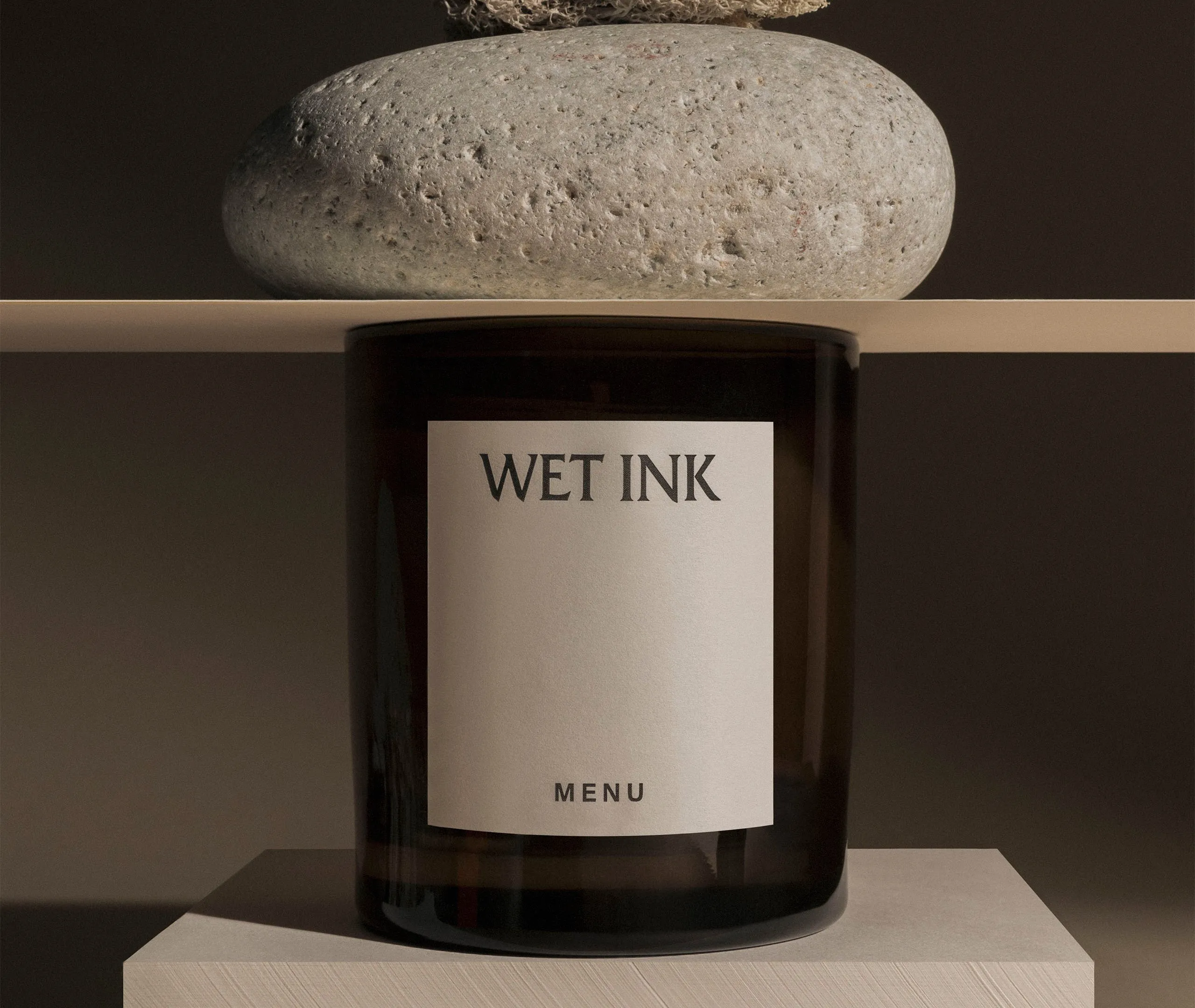Small Scented Candle Wet Ink - Beige Glass