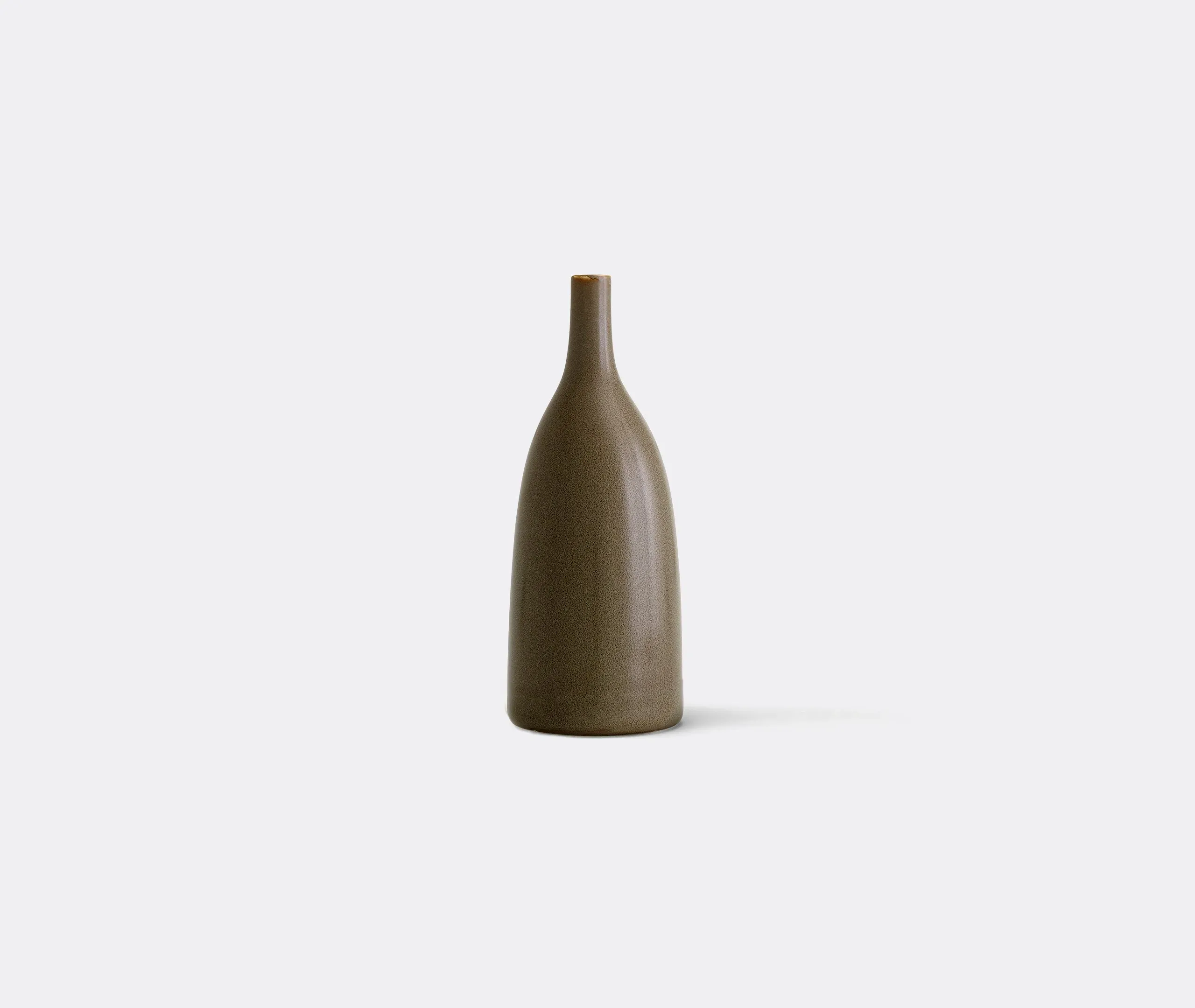 Stem Vase with Narrow Neck - Olive Green, Stoneware image