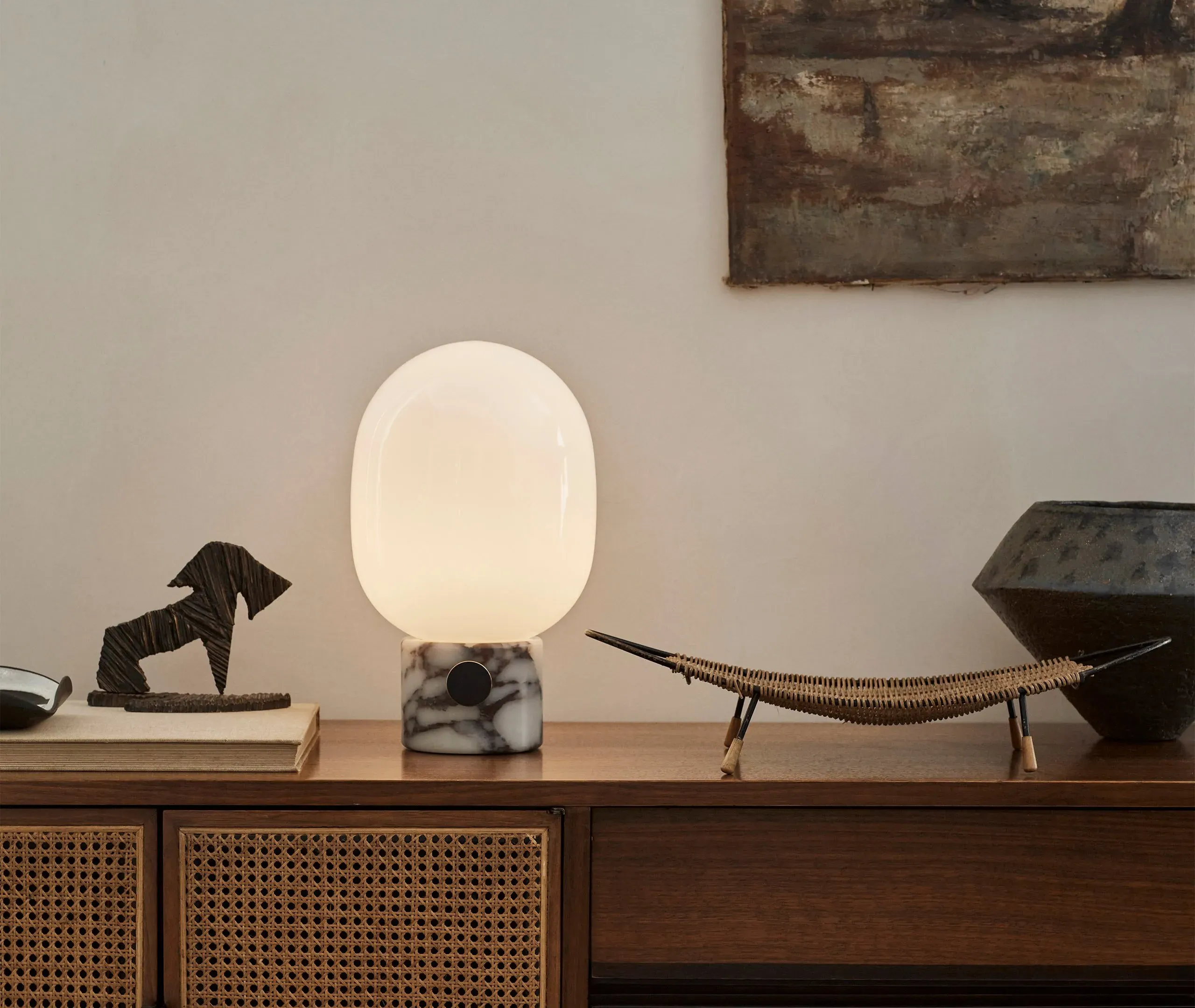 Table Lamp with Frosted Bulb - Marble