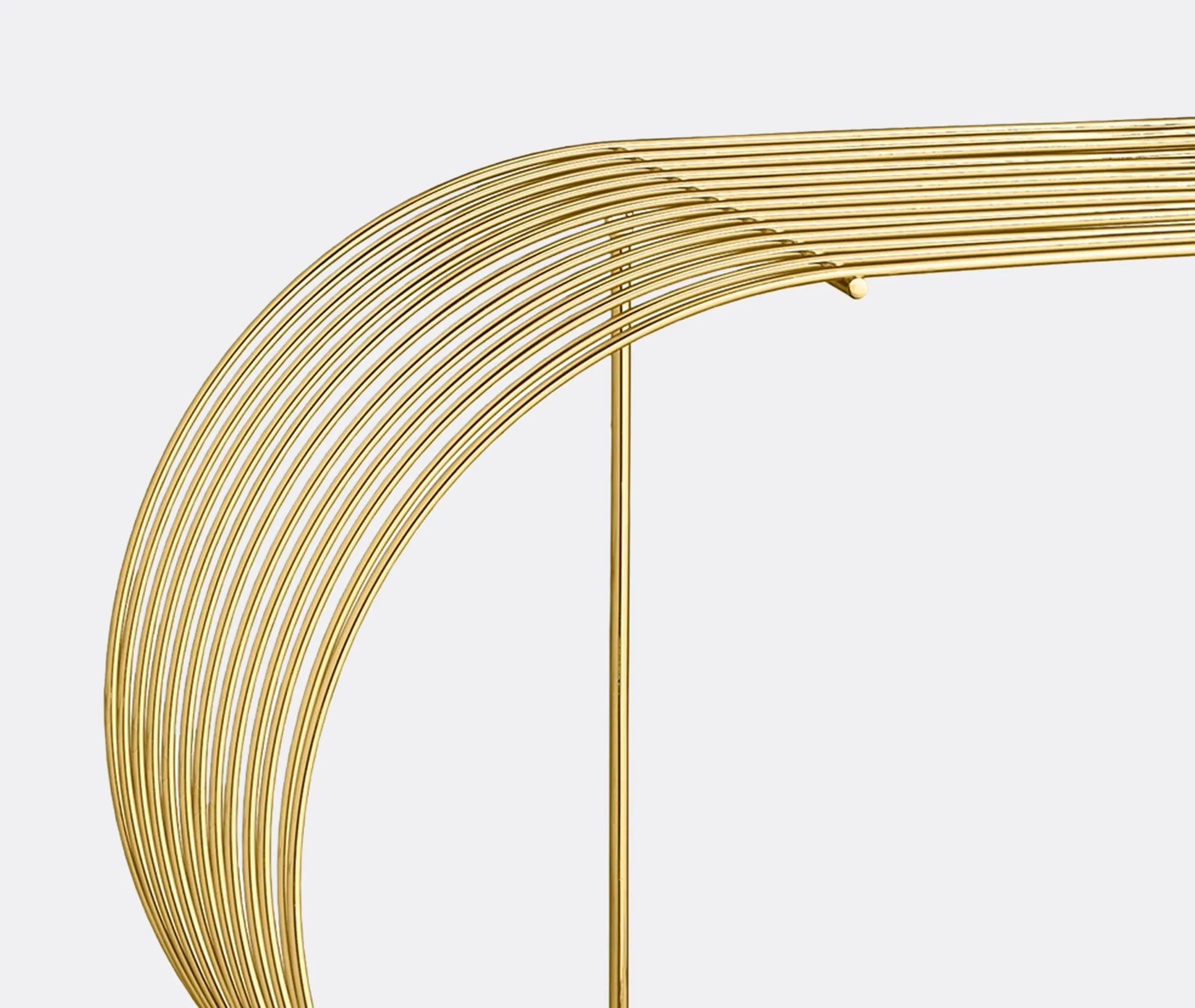 Circular Wall Shelf with Curved Design - Gold, Steel