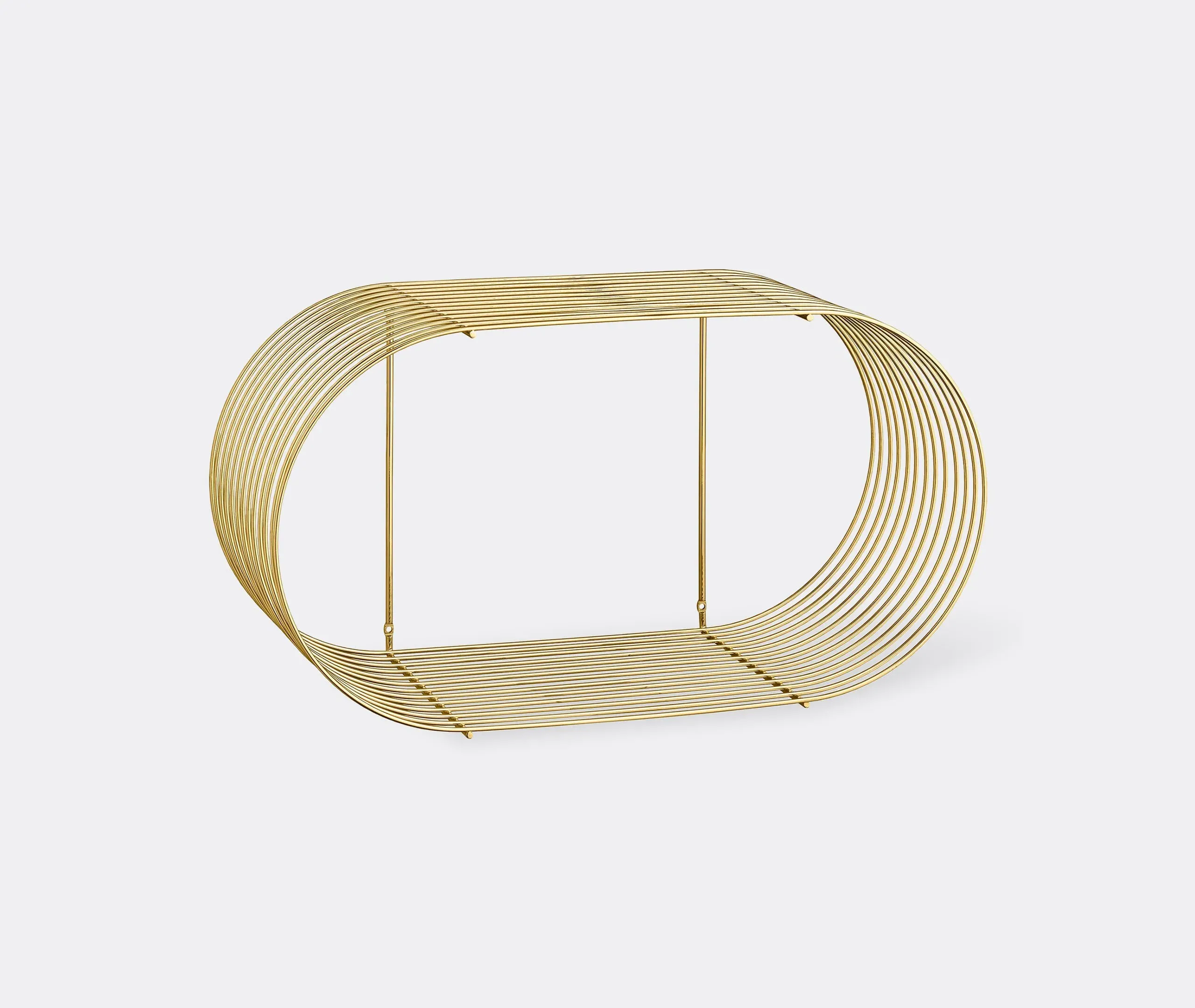 Circular Wall Shelf with Curved Design - Gold, Steel image