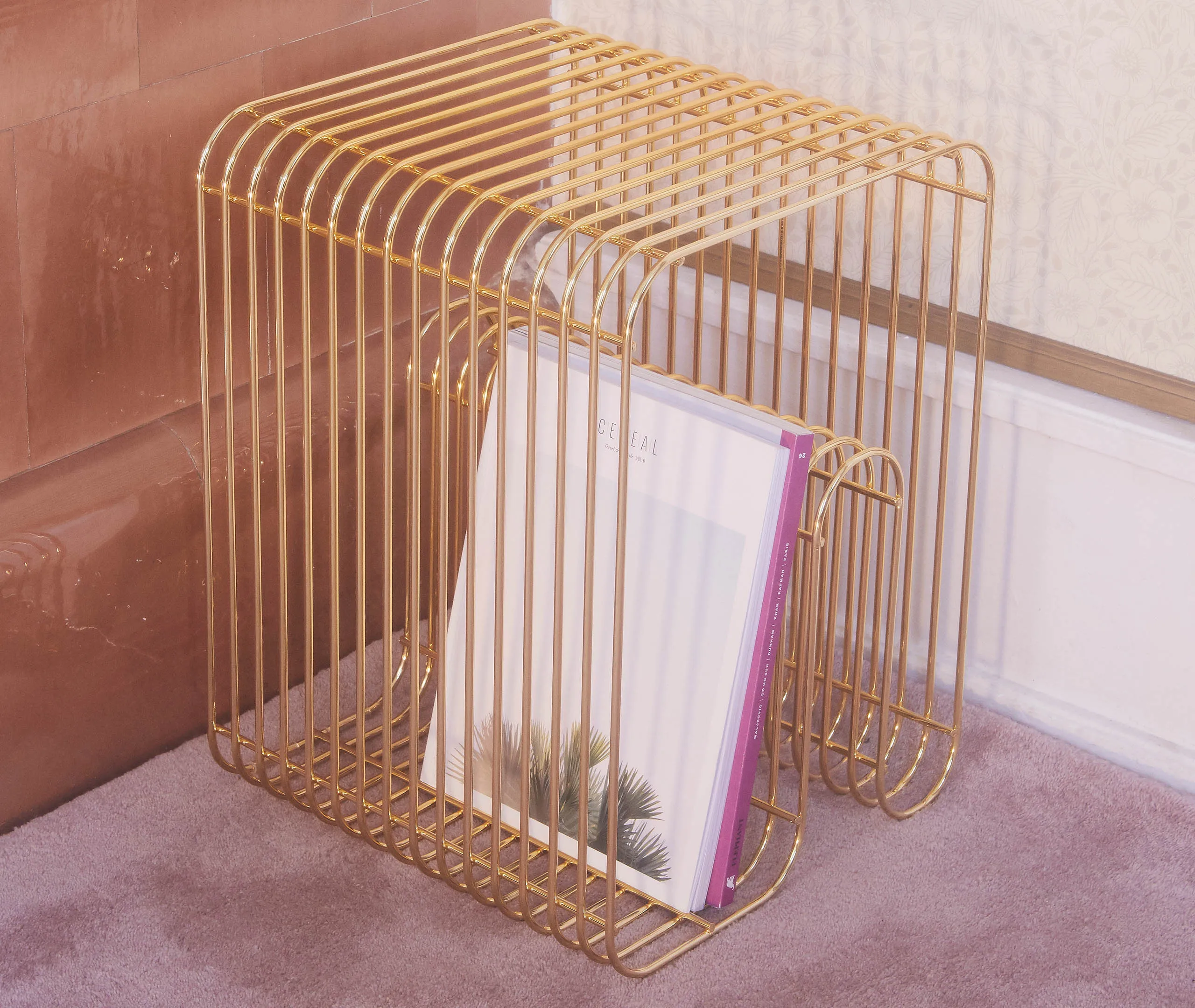 Curva Stool with Storage - Gold, Steel