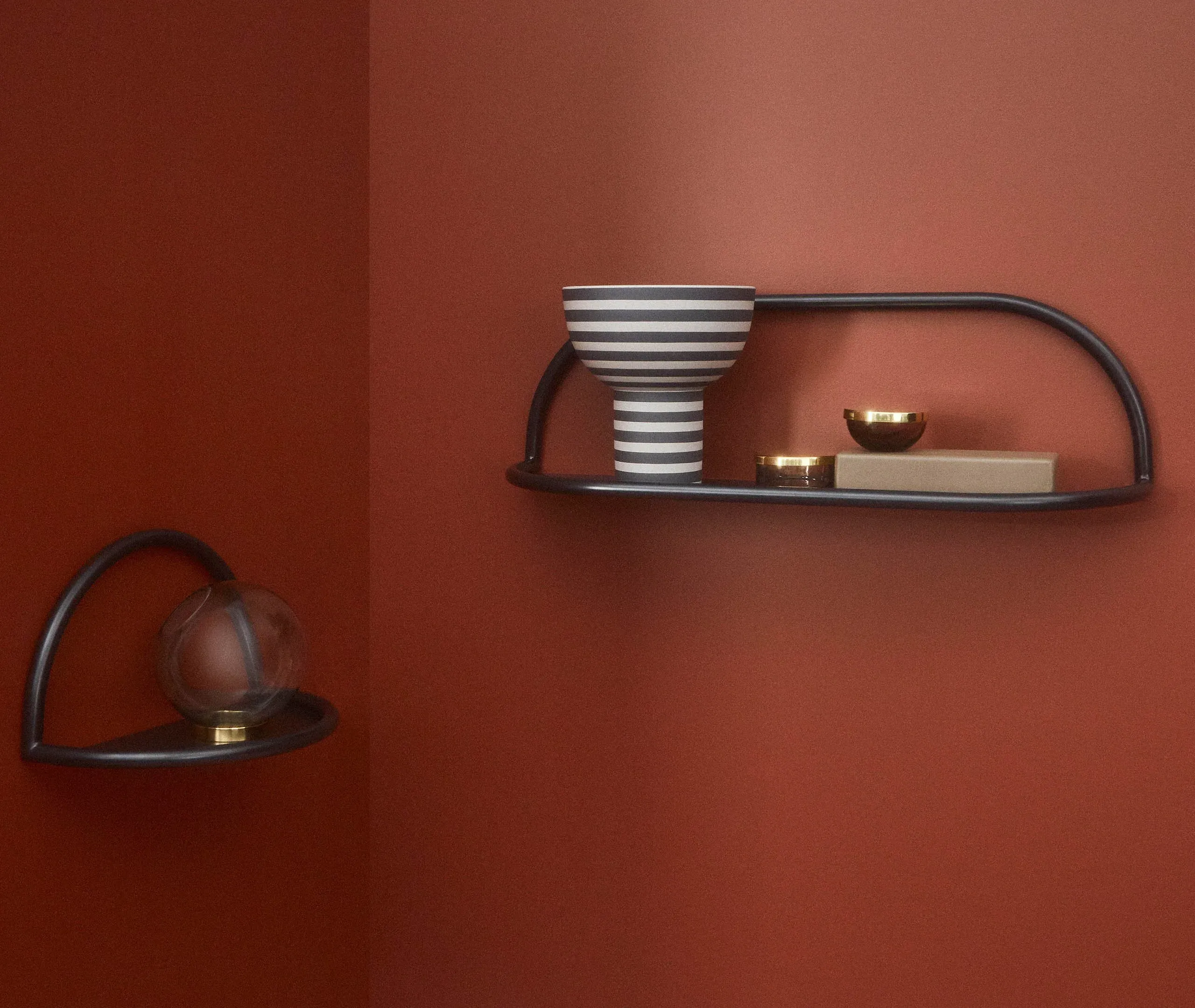 Elongated Wall Shelf - Black, Steel