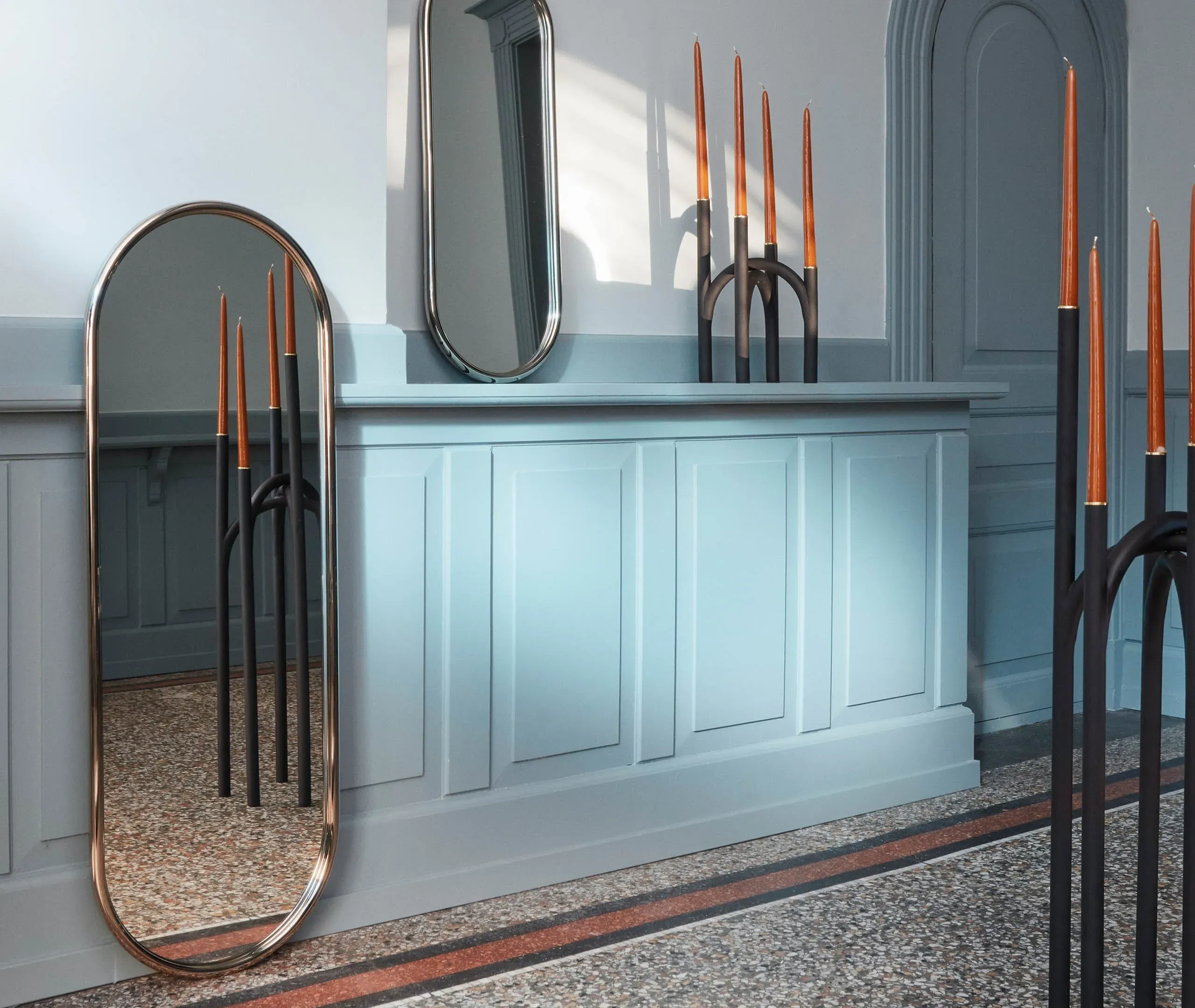 Lozenge Mirror with Steel Frame - Silver