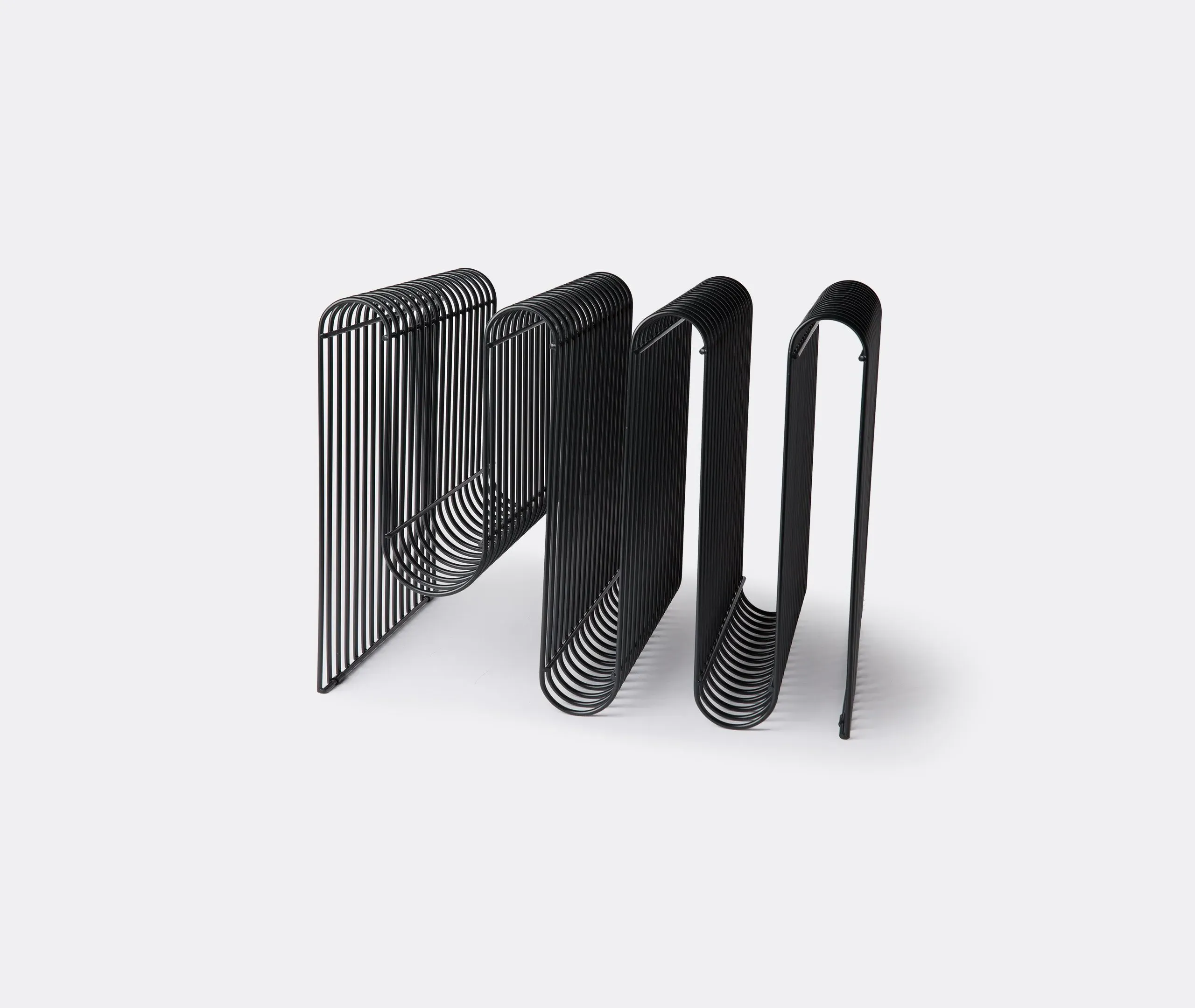 Magazine Holder with Curved Design - Black, Metal