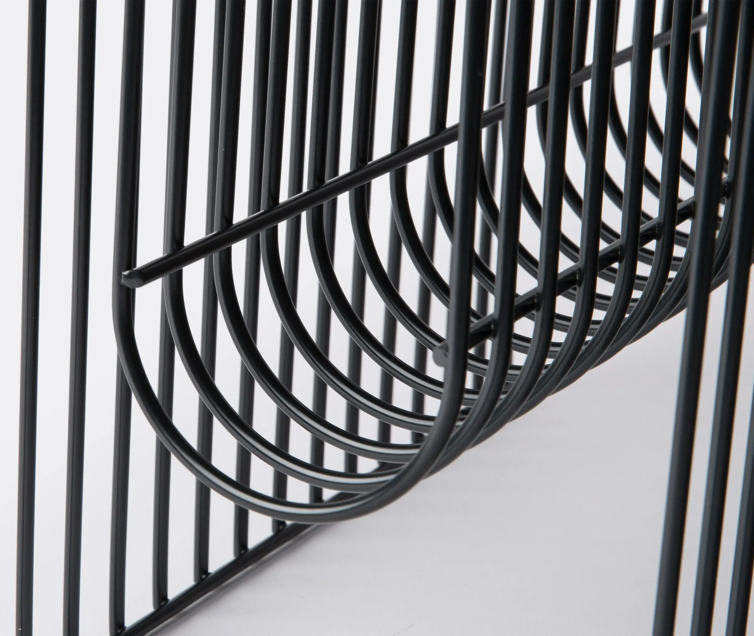 Magazine Holder with Curved Design - Black, Metal