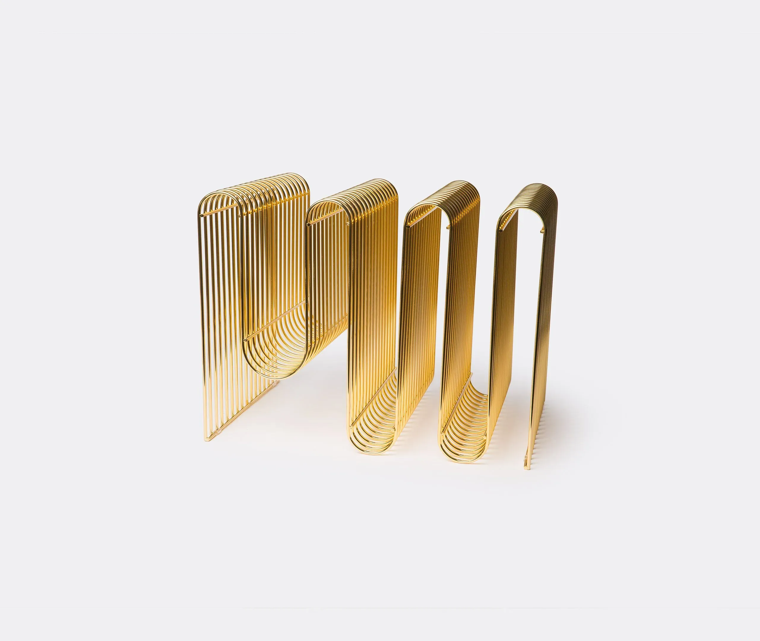 Magazine Holder with Curved Design - Gold, Metal