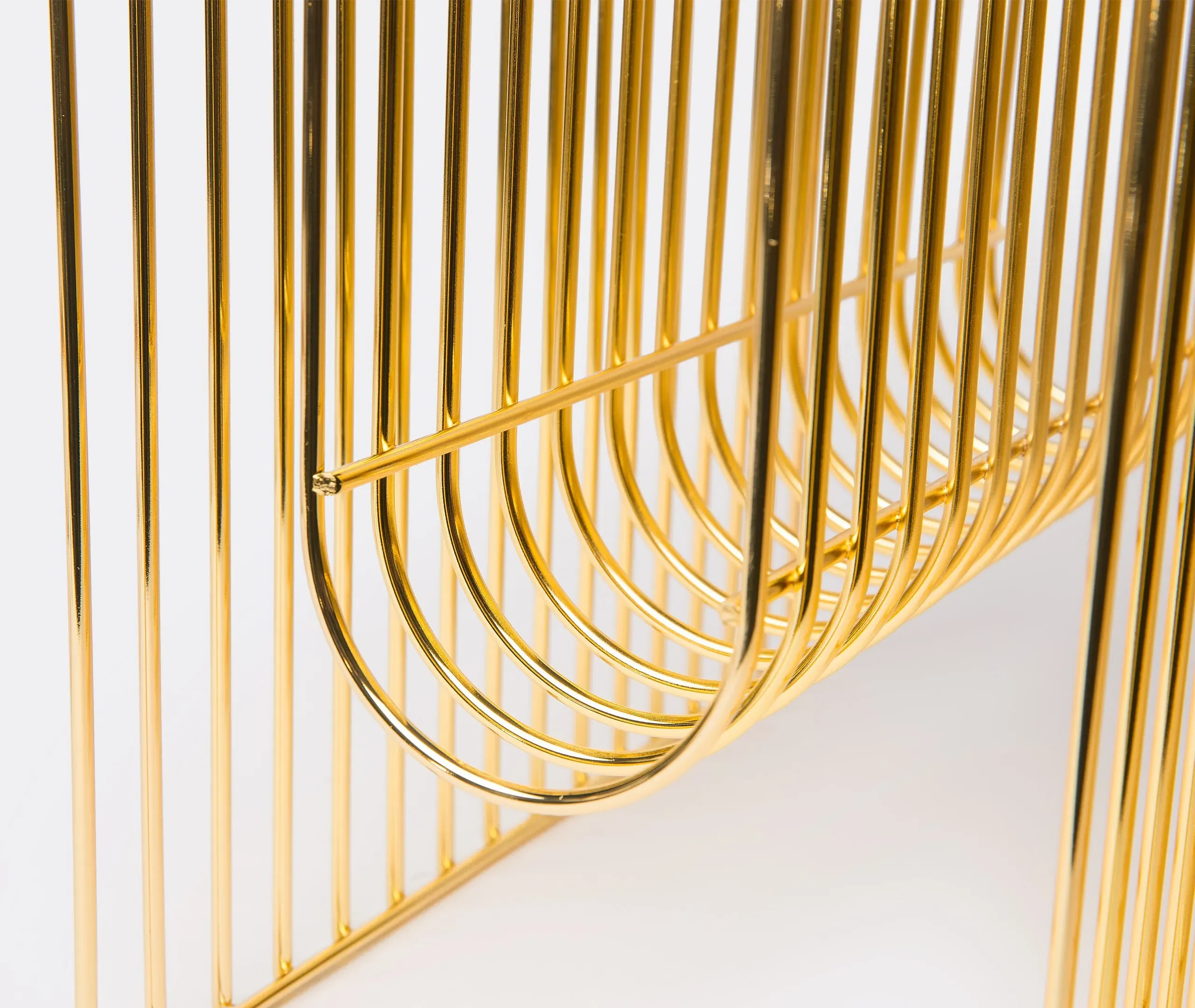 Magazine Holder with Curved Design - Gold, Metal