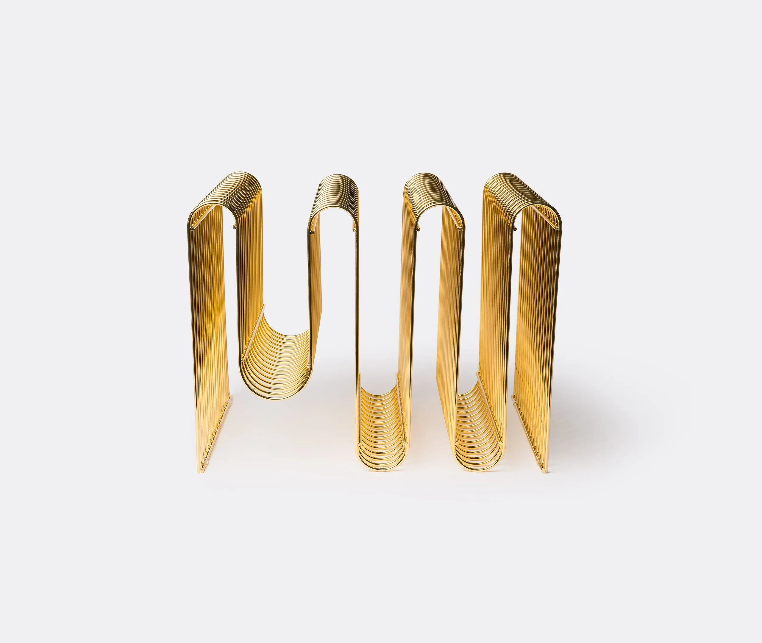 Magazine Holder with Curved Design - Gold, Metal