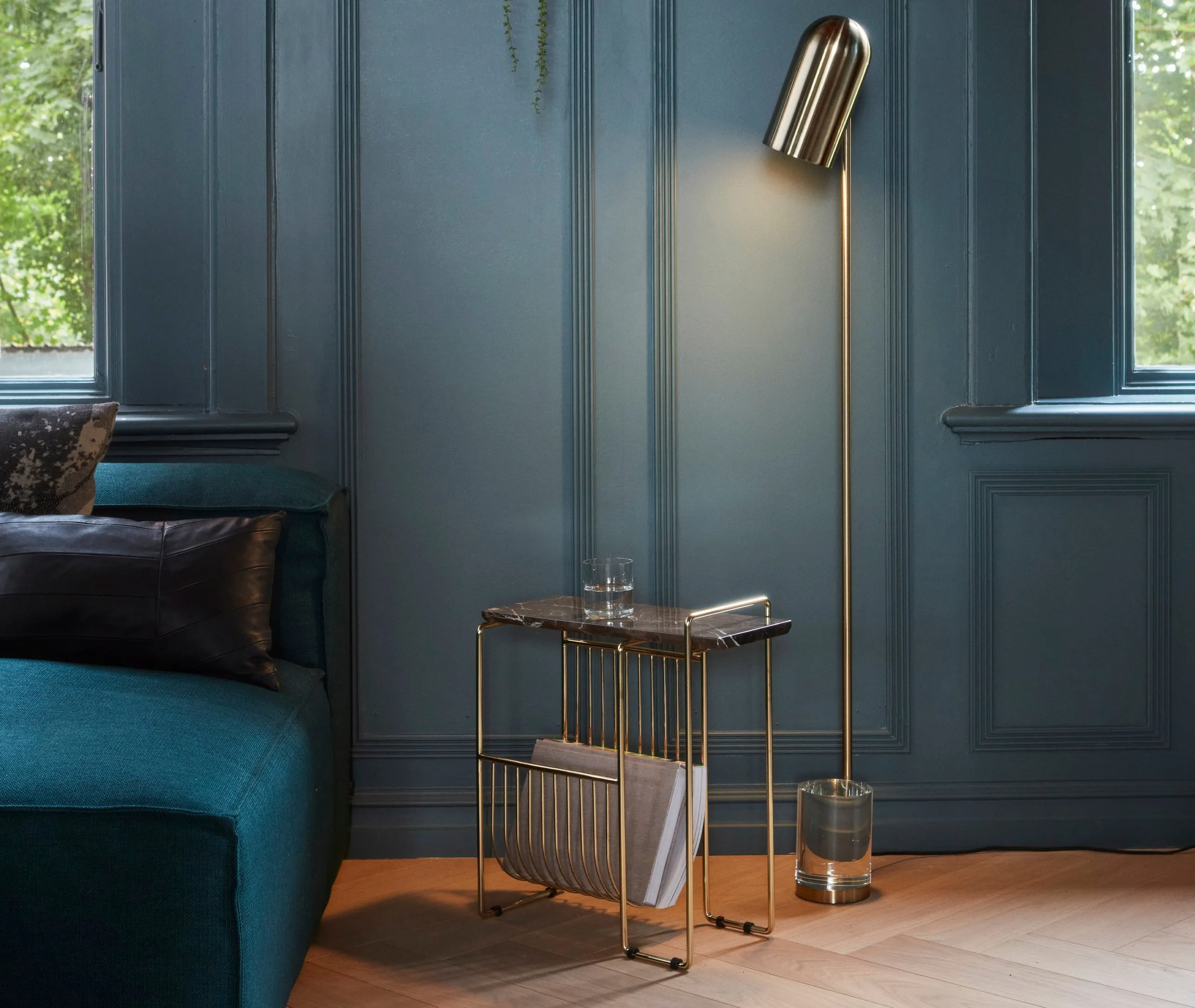 Magazine Holder with Table Top - Gold, Marble